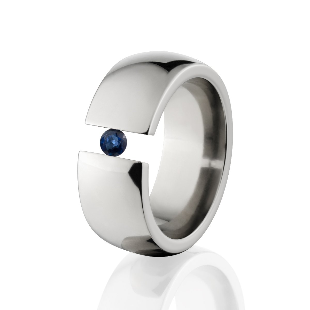 Titanium Sapphire Ring - Stunning Tension Set Band for Weddings & Gifts