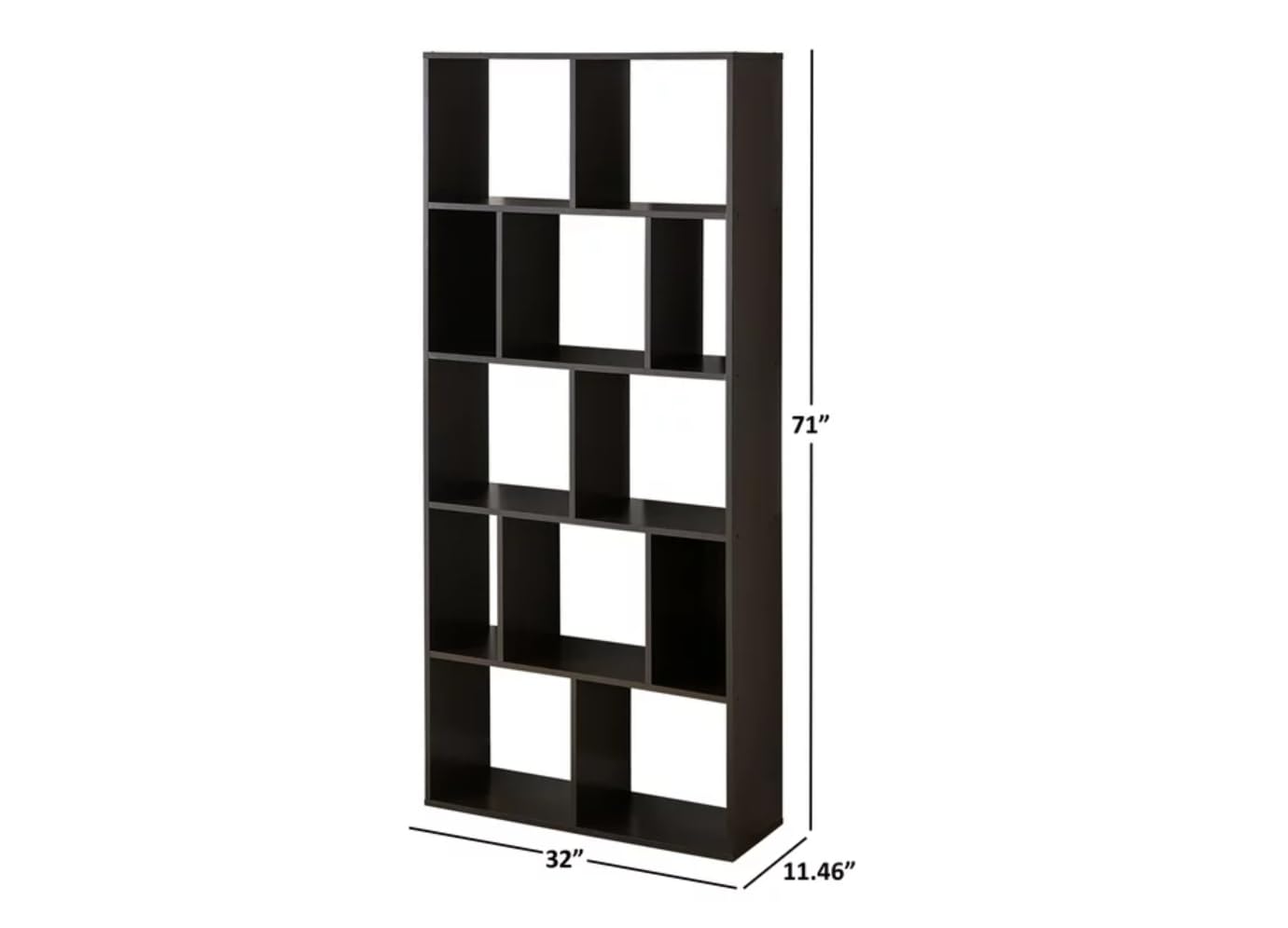 12-Cube Storage Shelf Bookcase, Espresso Finish - Organize Books, Toys & Home Decor for Living Room, Bedroom or Office
