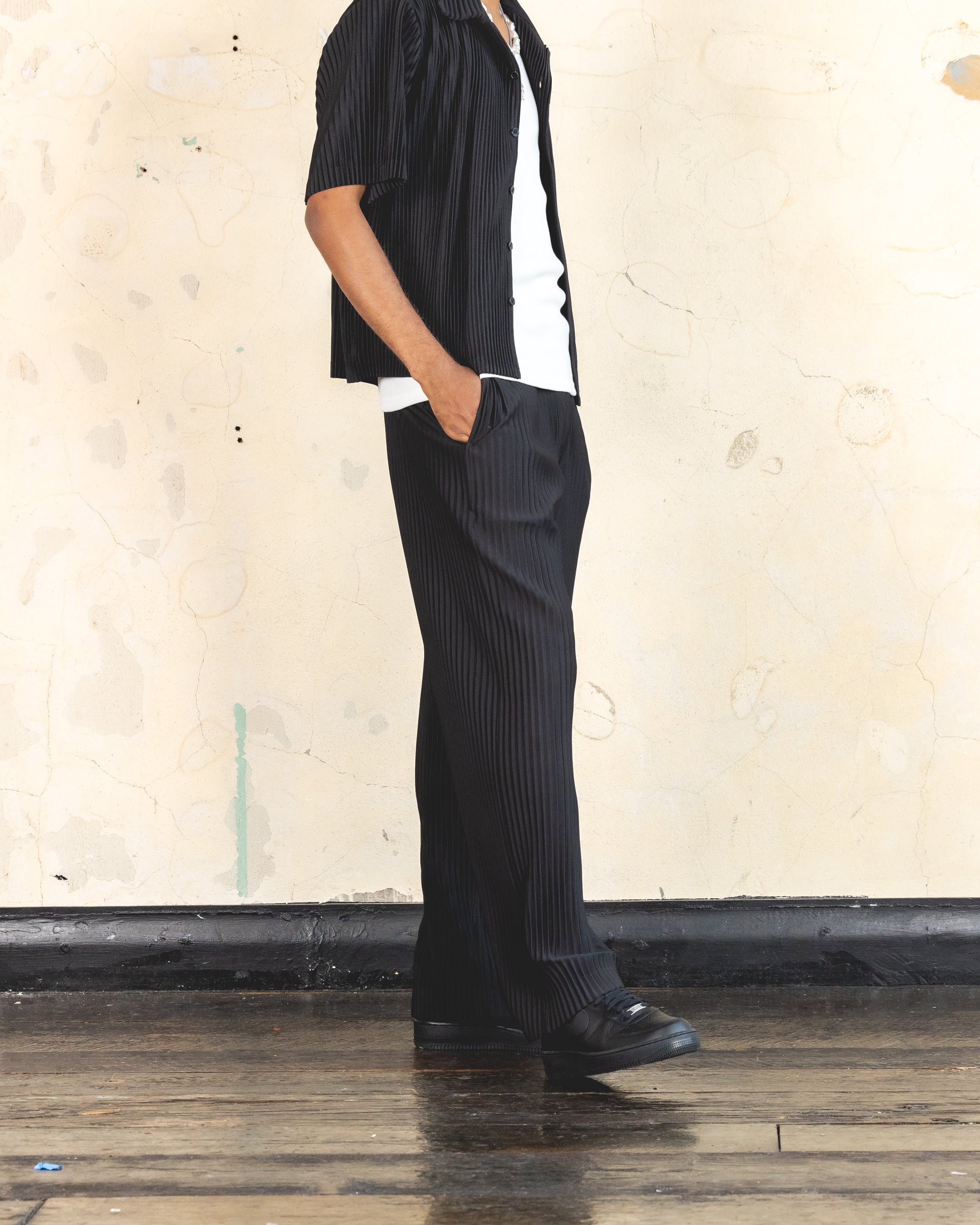 404 Homage Plisse Pants for Women - High Waisted Trousers with Pleated Detail, Comfortable Stretch Fabric - Perfect for Office Wear, Casual Outfits & Evening Events