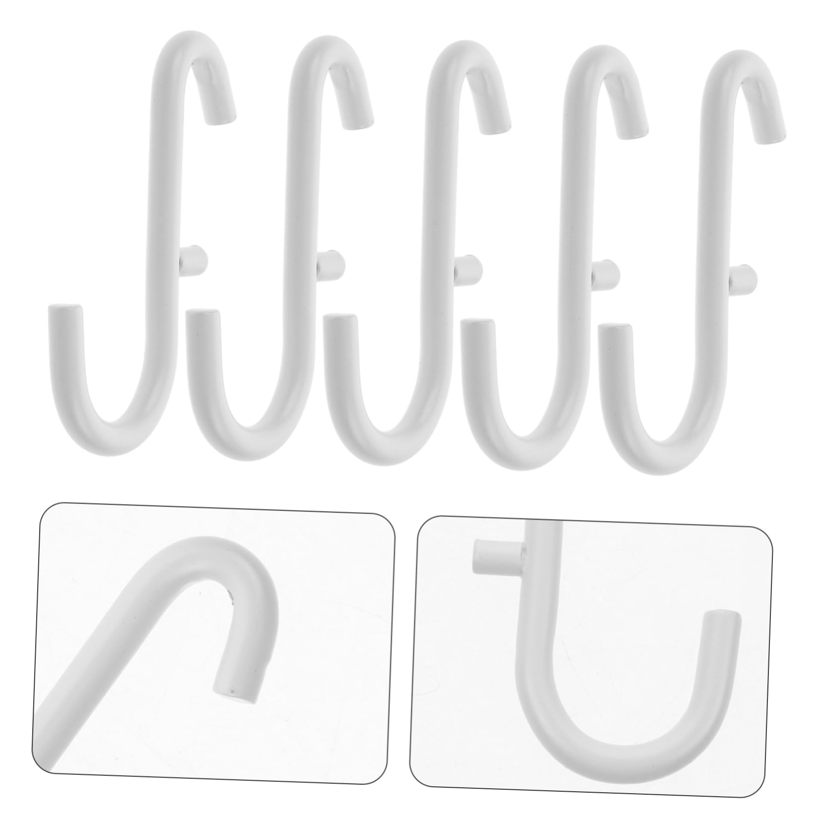 BELLIFFY 5-Pack White D-Shaped Pegboard Hooks - Heavy Duty Wall Mount Storage Hooks for Garage, Bedroom & Kitchen Organization - Perfect for Hanging Tools, Utensils & Home Decor