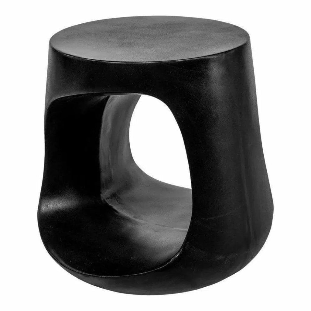 17.75 Inch Outdoor Stool Black Contemporary - Modern Patio Furniture for Garden, Poolside, and Backyard Relaxation