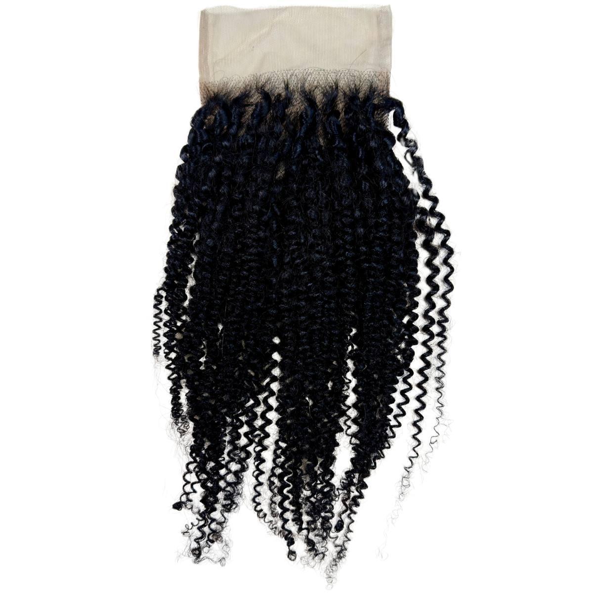 Afro Kinky Curly 4x4 Transparent Lace Human Hair Closure - Natural Looking Hairpiece for Black Women | Perfect for Protective Styles, Weaves & Wig Making