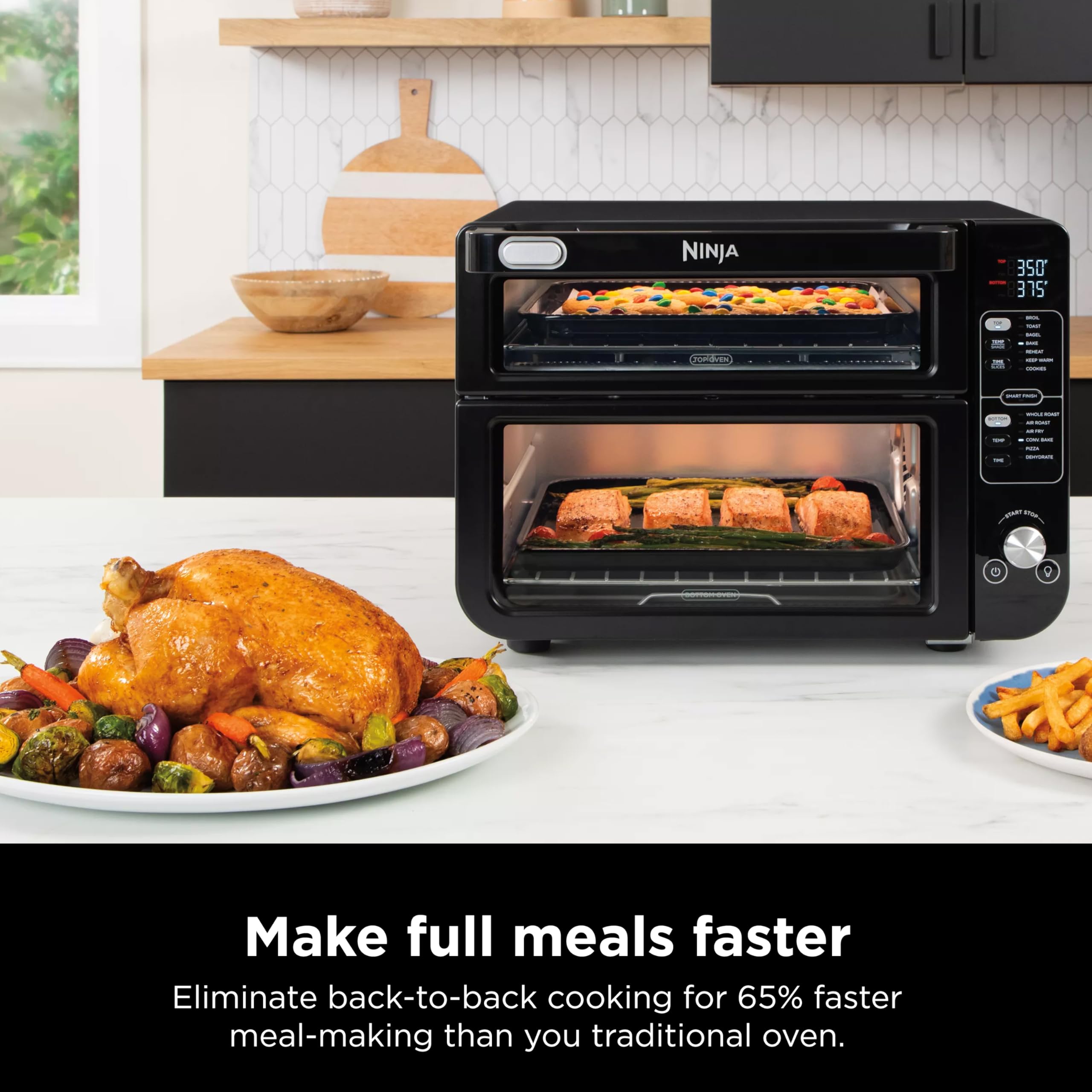 Ninja DCT402BK 13-in-1 Toaster Oven with FlexDoor & Air Fryer - Bake, Roast, Toast, Air Fry, Pizza & More - Smart Finish & FlavorSeal Technology - Perfect for Small Kitchens, Dorms & Quick Family Meals - Black Convection Oven