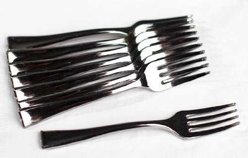 Elegant Reusable Silver Plastic Hors D'oeuvres Forks - 72-Pack for Weddings, Parties, Catering & Everyday Entertaining - Perfect for Appetizers, Finger Foods & Canapés