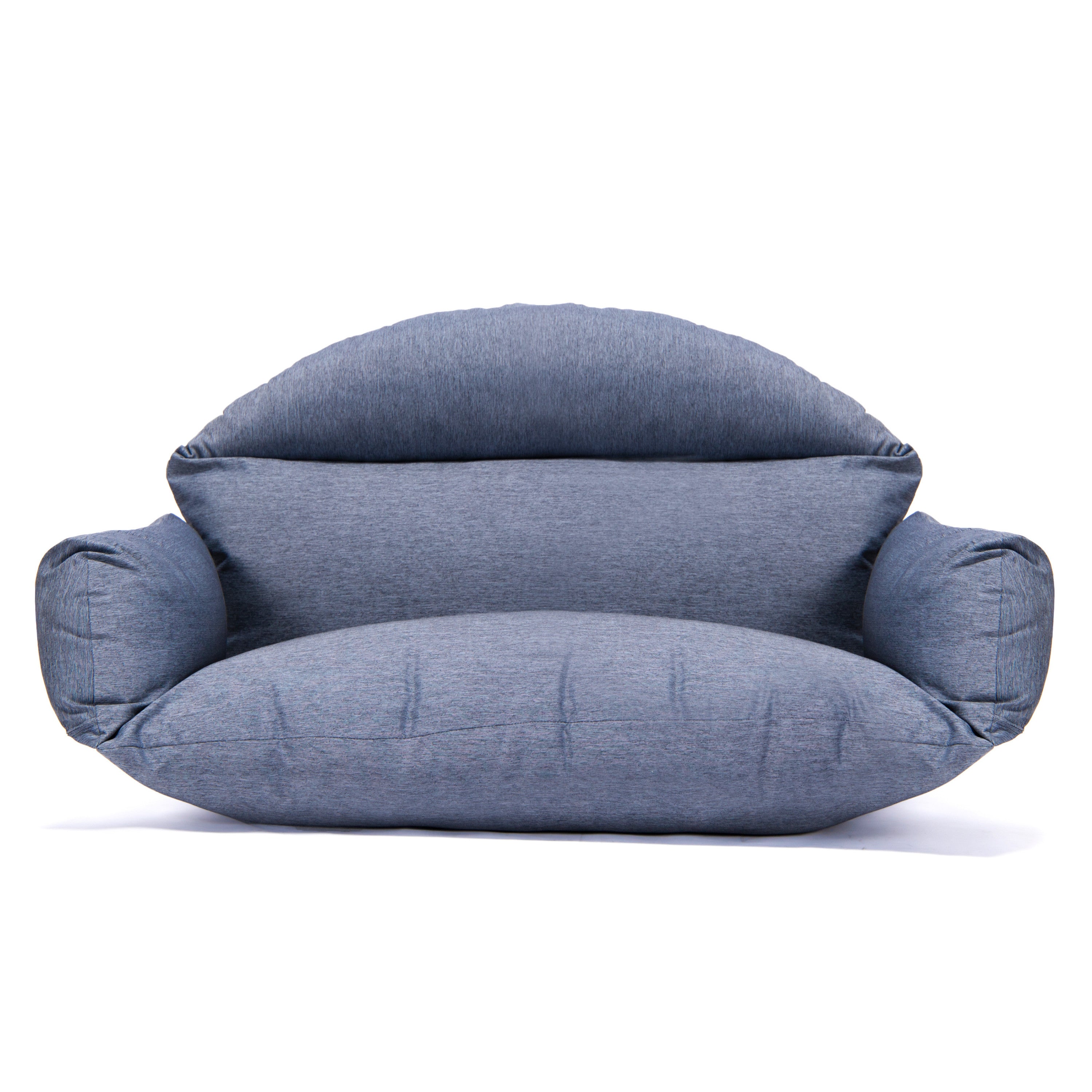 Outdoor Charcoal Wicker Hanging Double Seat Swing Chair with Stand & Dust Blue Cushion - Perfect for Patio, Garden, Backyard Relaxation