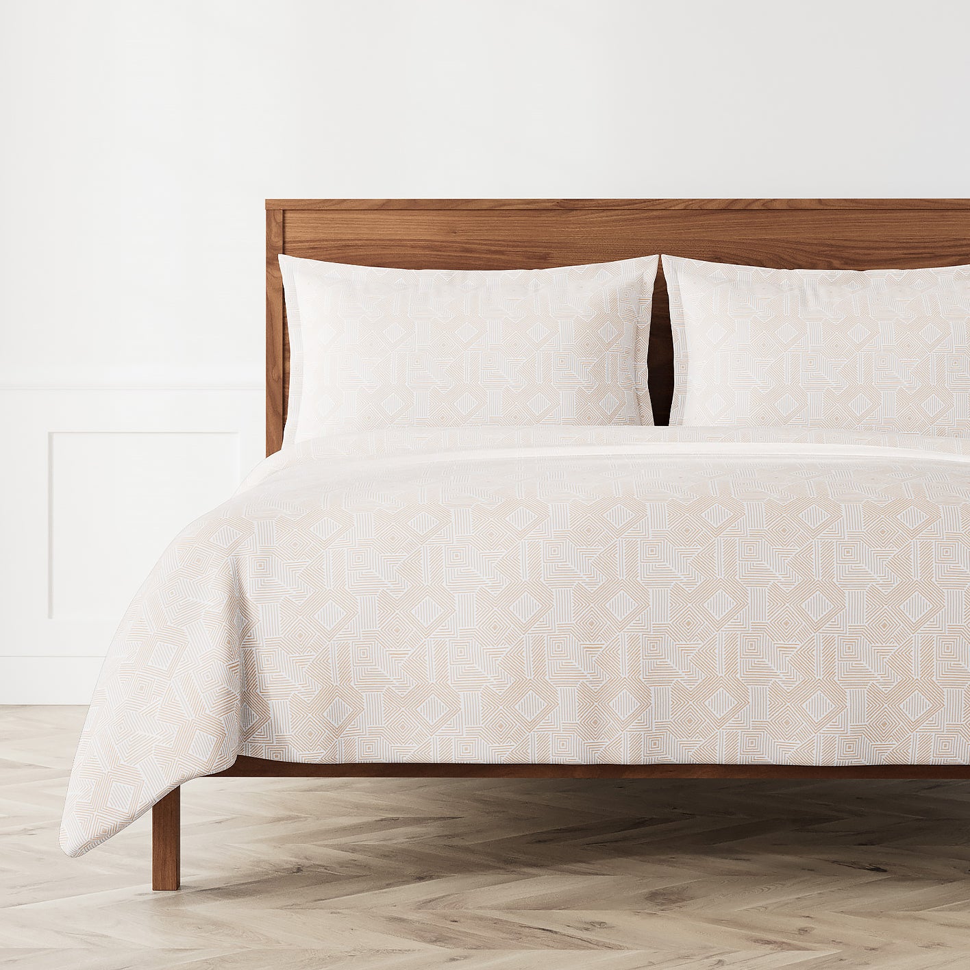 Japanese Sashiko Duvet Cover Set - Sand Color Traditional Stitched Bedding for Modern Homes | Perfect for Master Bedroom, Guest Room & Cozy Farmhouse Decor