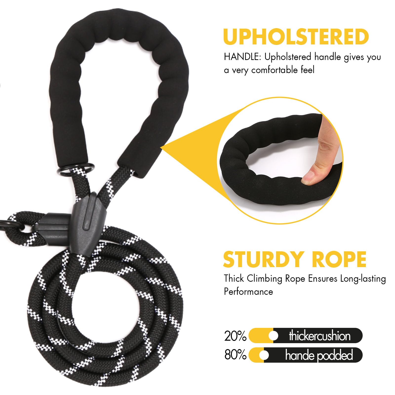 BAOBOTE Double Dog Leash - Shock Absorbing Bungee Reflective No Tangle Leash for Two Dogs with 360° Swivel (Black) | Perfect for Walking, Running & Outdoor Adventures with Your Pets