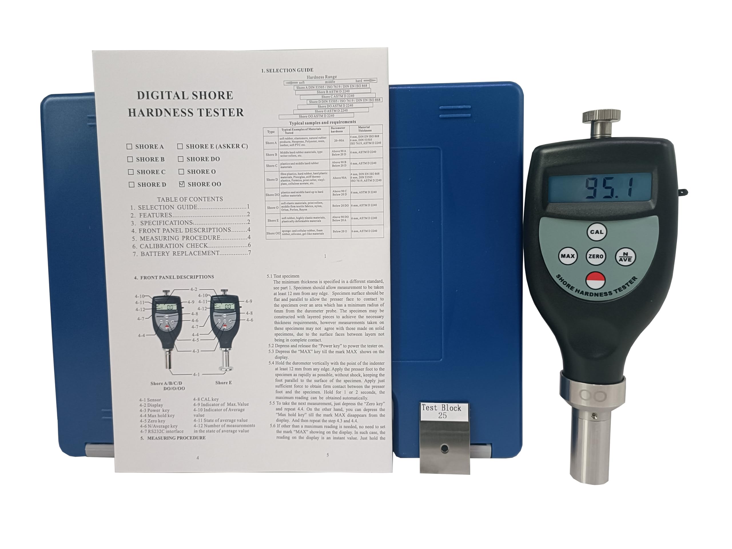 Digital Shore OO Hardness Tester - Soft Rubber & Gel Material Durometer with High Accuracy (<1% H) & 0.1H Resolution | Ideal for Measuring Soft Rubber, Gel-Like Materials in Industrial & Laboratory Settings