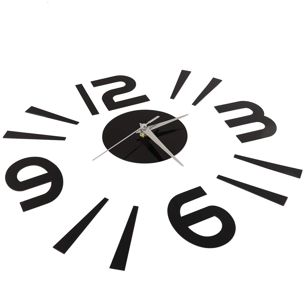 Haofy Frameless DIY Wall Clock - 3D Big Watch Sticker for Modern Home & Office Decor (Black) - Perfect for Living Room, Bedroom, or Workspace Wall Art