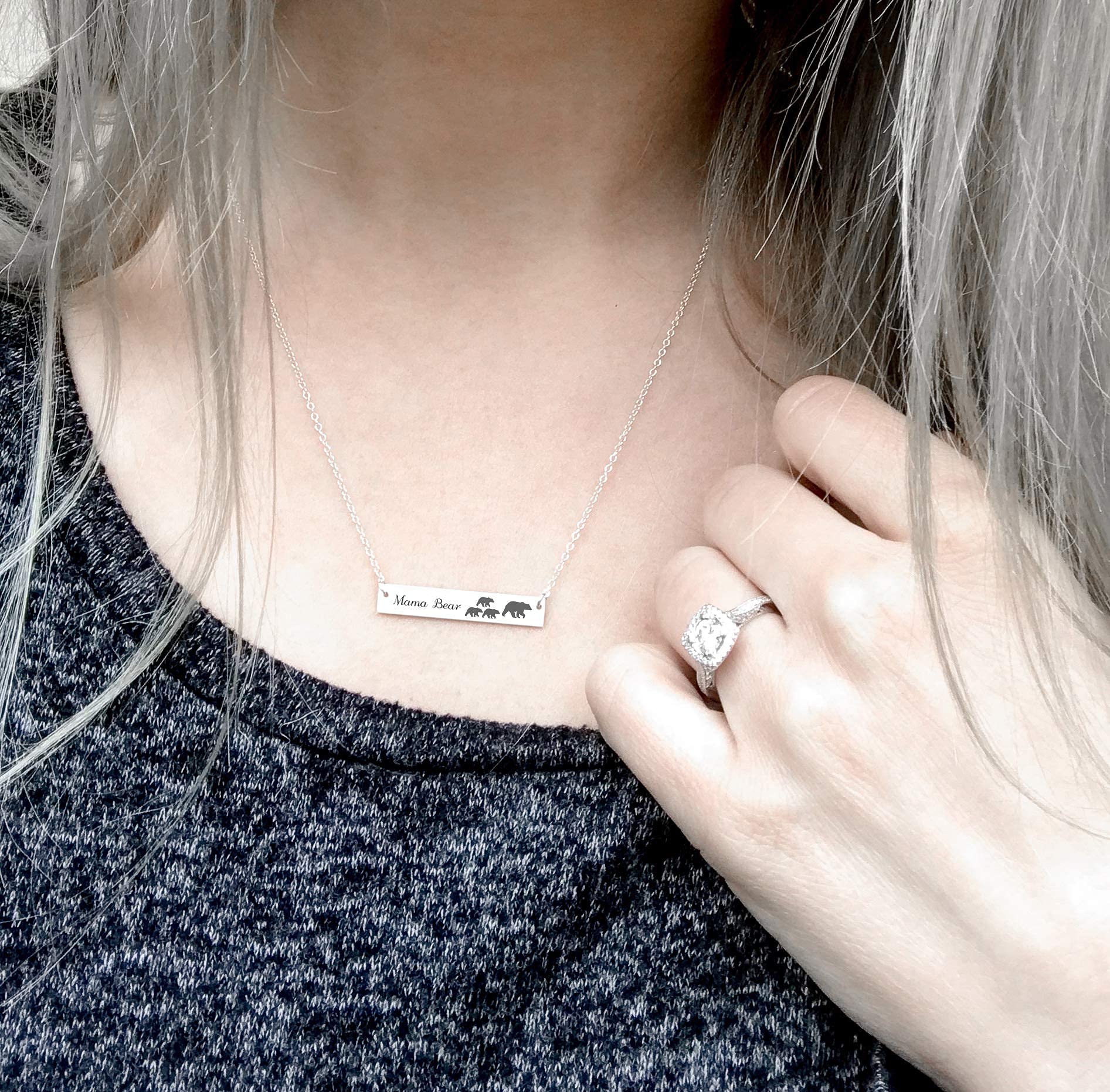 Momma Bear Necklace with Cubs - Sterling Silver Bear Family Jewelry for Mothers - Perfect Gift for Mother's Day, Birthday & Special Occasions