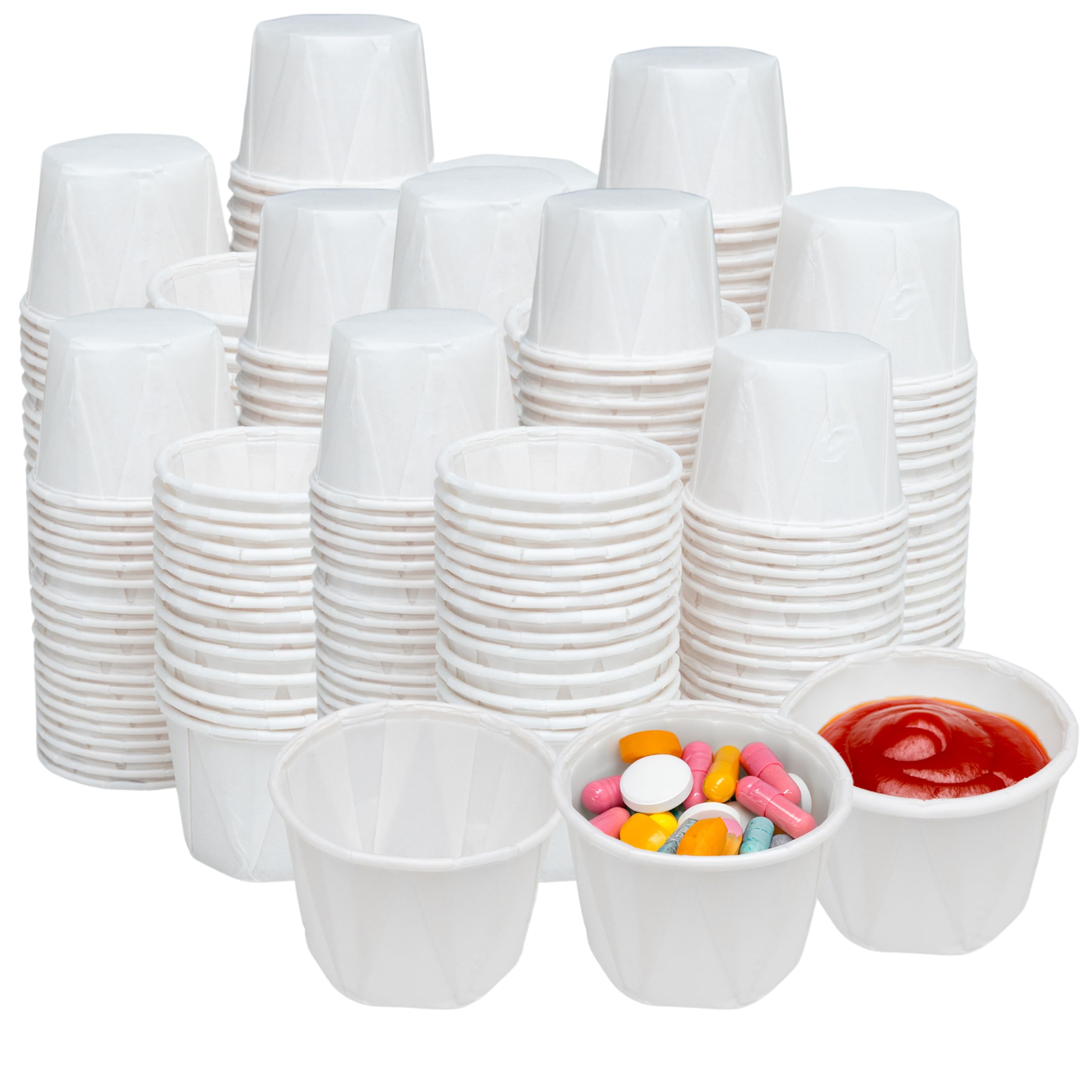 1 Oz Disposable Paper Souffle Cups (1000 Pack) - Perfect for Ketchup, Condiments, Medicine, Pill & Sample Containers - Ideal for Restaurants, Catering, Parties & Home Use