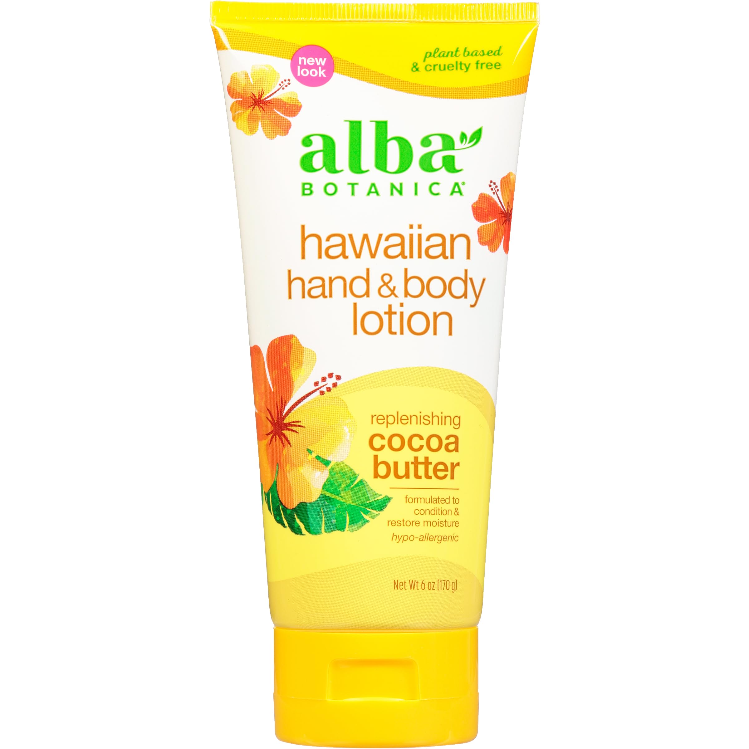 Alba Botanica Hawaiian Hand & Body Lotion with Replenishing Cocoa Butter - 6 Oz Moisturizer for Dry Skin - Perfect for Daily Hydration & After Sun Care