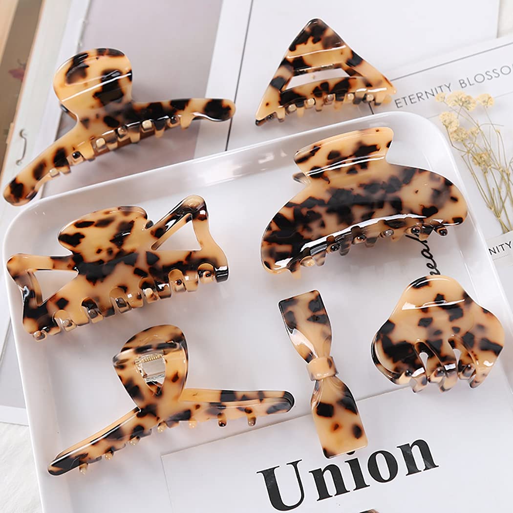 Stylish COSYOO 7PCS Large Acetate Hair Claw Clips - Non-Slip Strong Hold Hair Barrettes with Interlocking Teeth for Women | Perfect for Ponytails, Buns & Updos (Colorful Set)