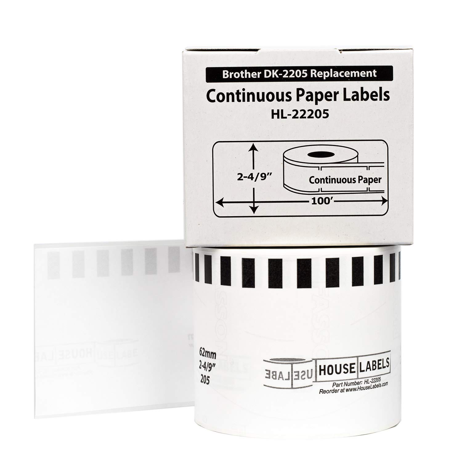 HOUSELABELS Compatible with Brother QL-570 QL-580N QL-650TD QL-700 QL-1050 Label Printers - DK-2205 Replacement Label Roll (2-4/9