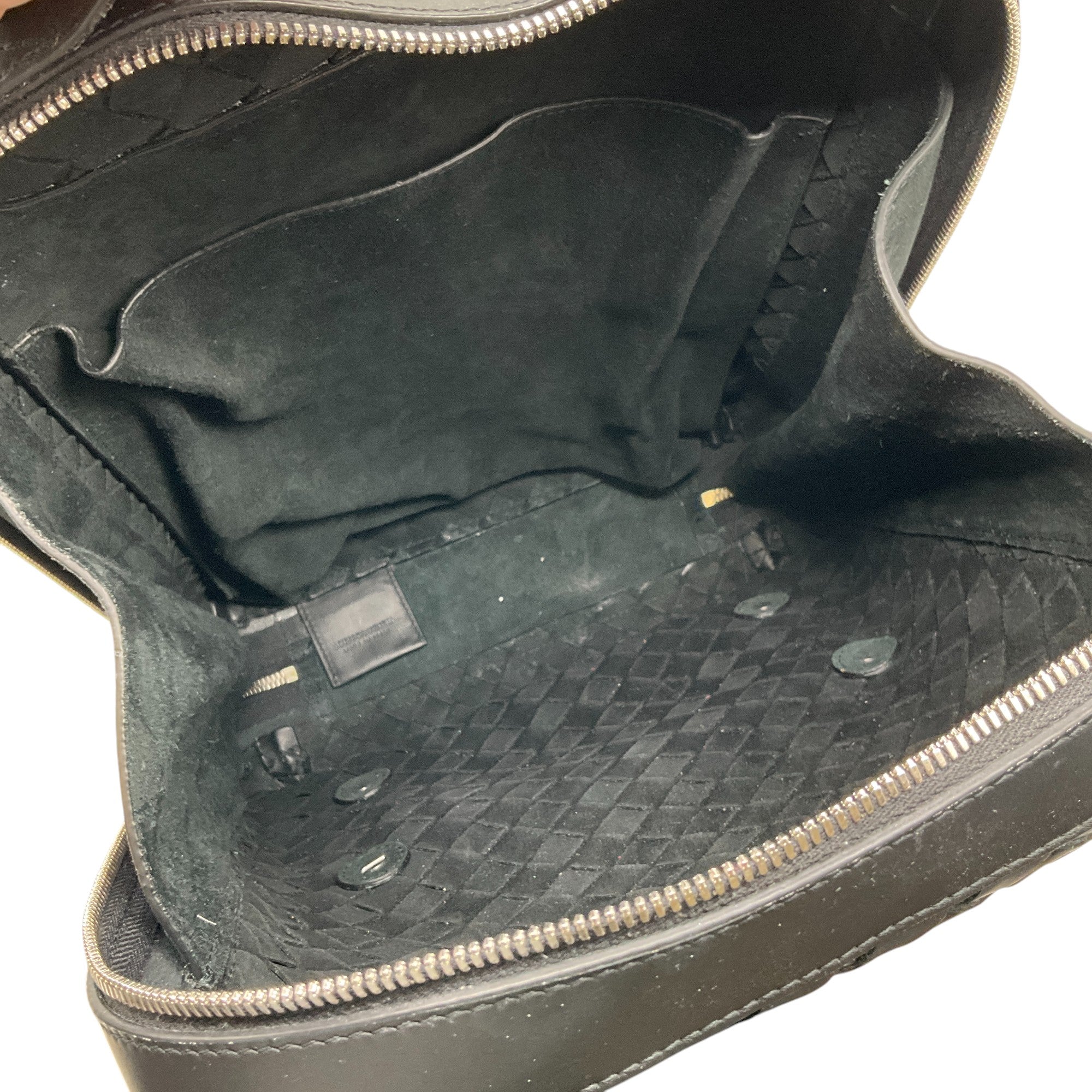 Bottega Veneta Black Leather Intrecciato Backpack for Women - Luxury Designer Handbag for Work, Travel & Everyday Use