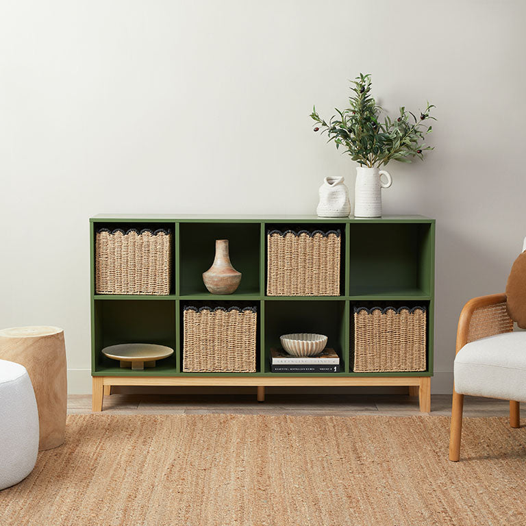 Watson 8-Cube Storage Organizer - Olive Green, Modern Bookshelf for Living Room, Bedroom, or Office Storage Solution