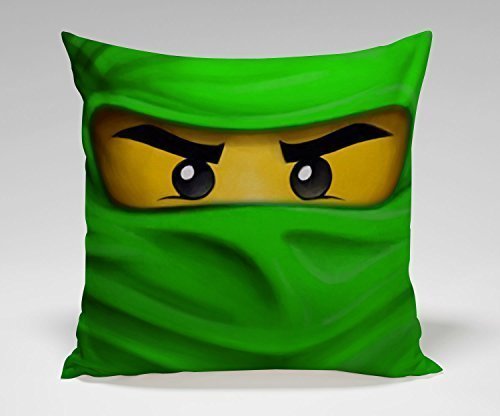 Green Ninjago Master of Spinjitzu Pillowcase (18x18 Inches) - Soft Cotton Cartoon Character Bedding for Kids & Teens - Perfect for Birthday Gifts, Bedroom Decor, and Anime Fans
