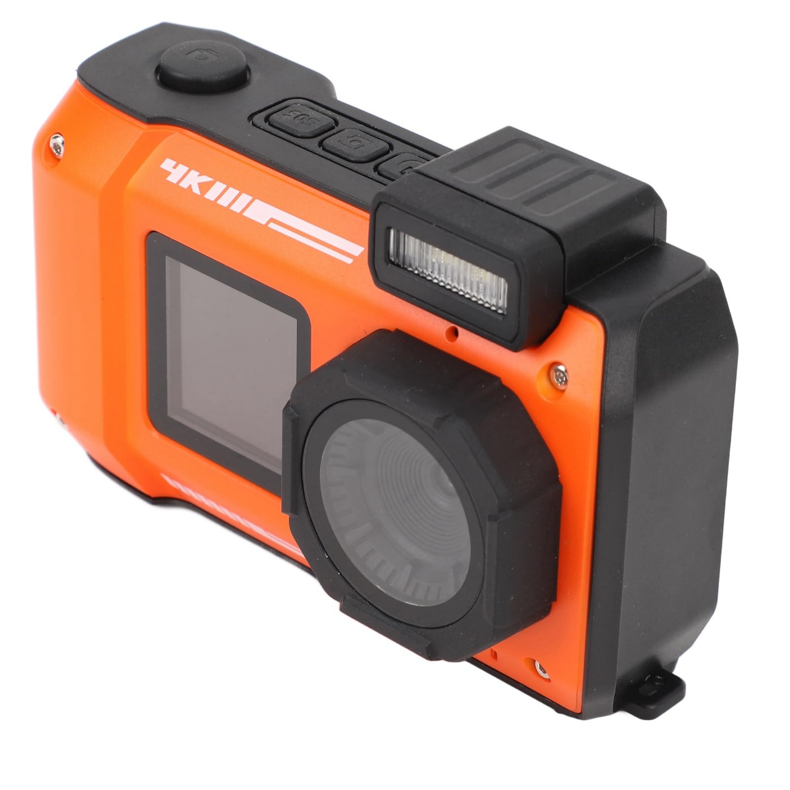 4K Underwater Camera 11FT 48MP Autofocus Dual Screen Selfie Digital Camera for Snorkeling, Diving & Swimming - Compact Waterproof Camera (Orange) - Perfect for Beach Vacations, Pool Parties & Marine Exploration