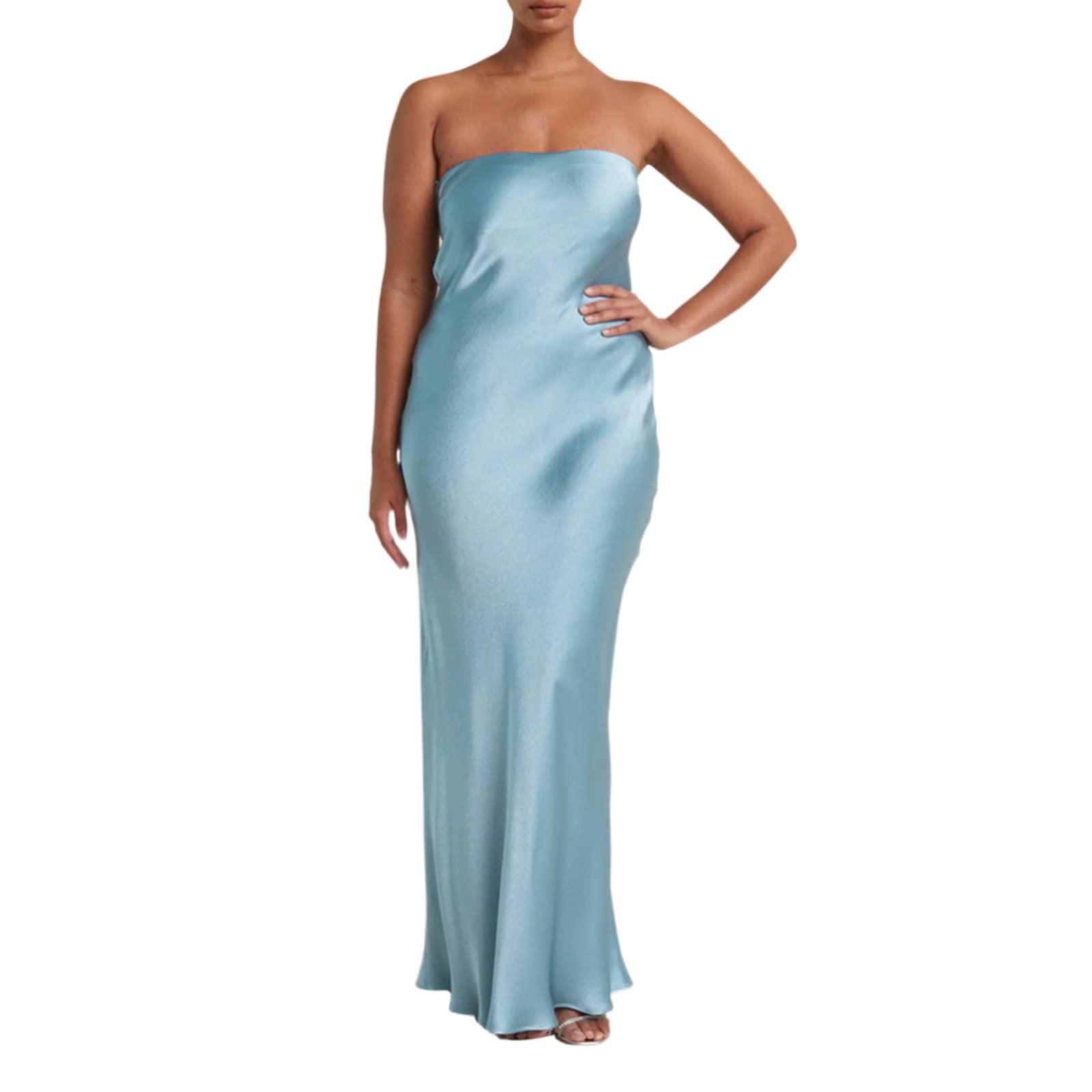 Elegant Sleeveless Backless Satin Tube Dress for Women - Strapless Cocktail Party & Wedding Banquet Long Dress - Perfect for Evening Events, Date Nights & Formal Occasions