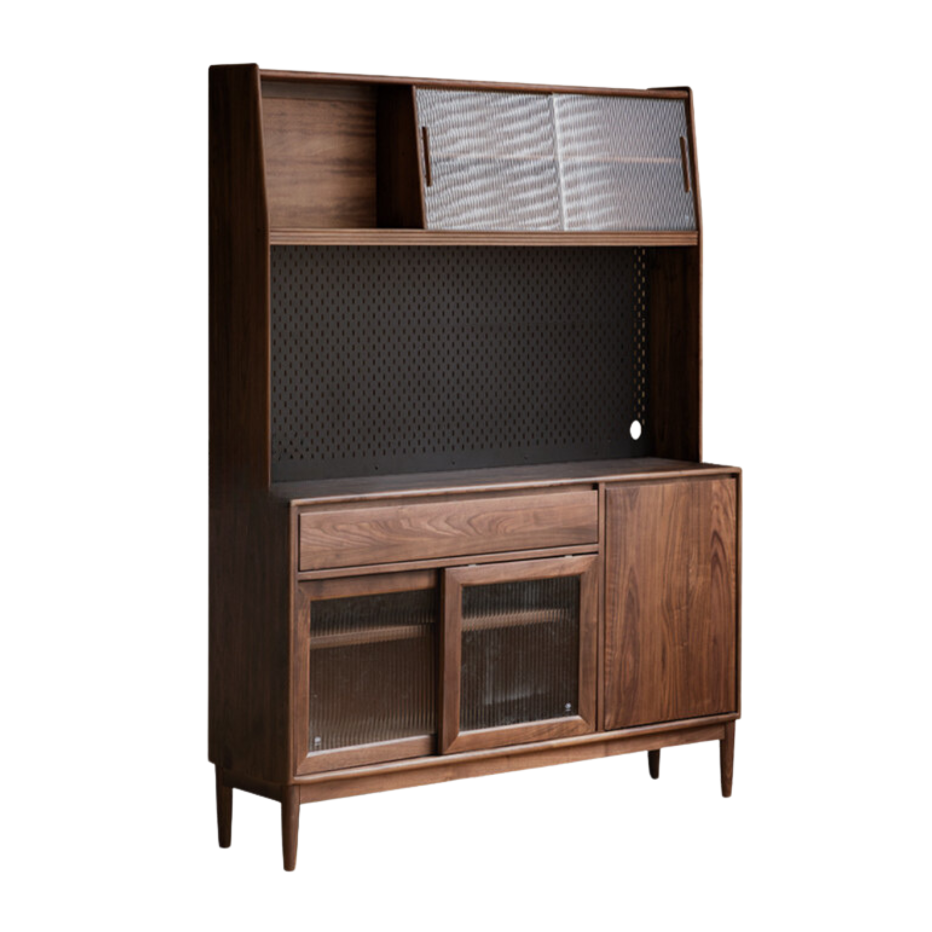 49.2x15.7x75.2 inch / 125x40x191.5cm / Rich Dark walnut color/ sideboard +  upper shelf