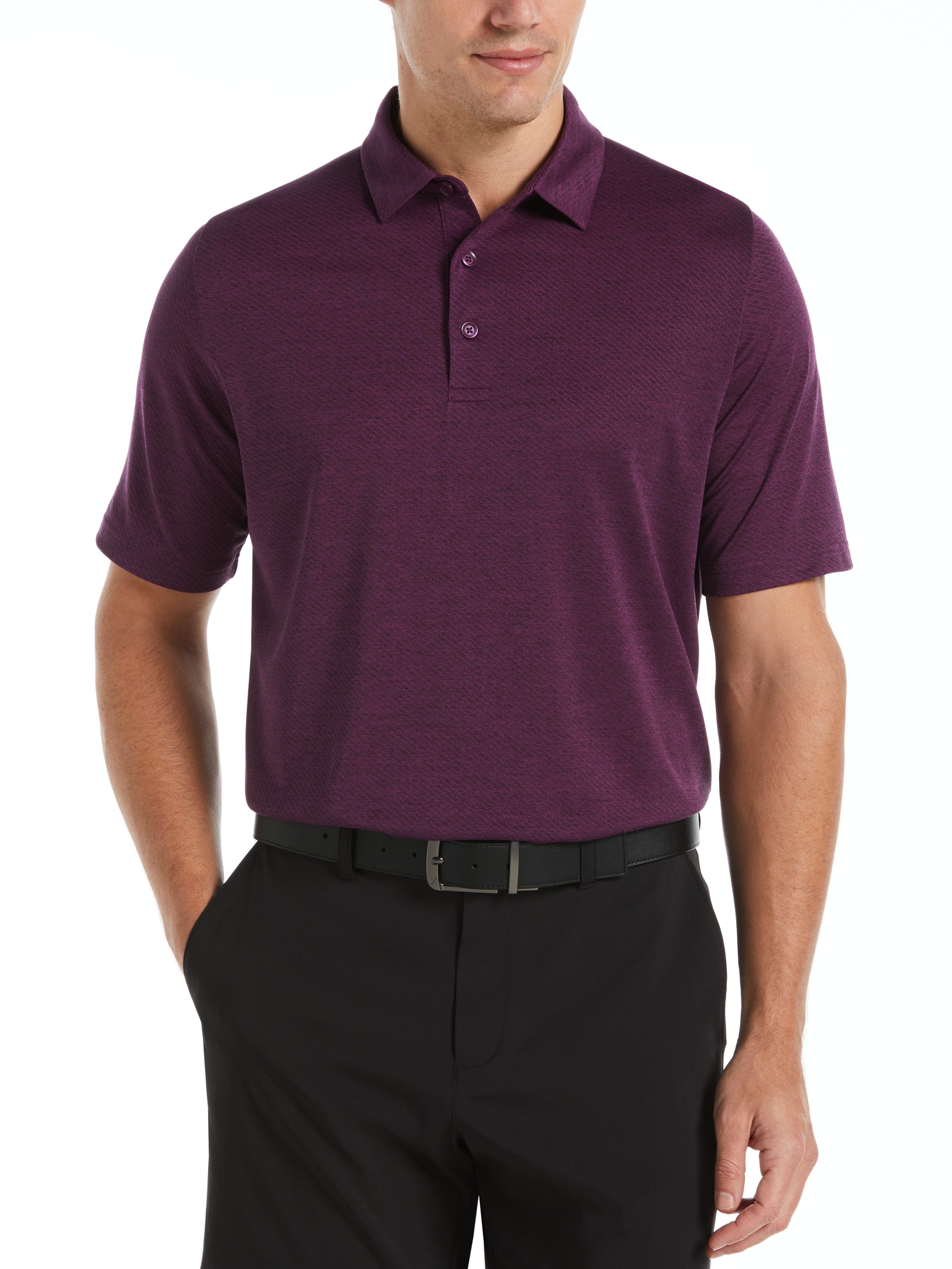Men's Swing Tech™ Ventilated Heather Jacquard Polo Shirt - Breathable Moisture-Wicking Golf & Casual Wear for Summer Outdoor Activities