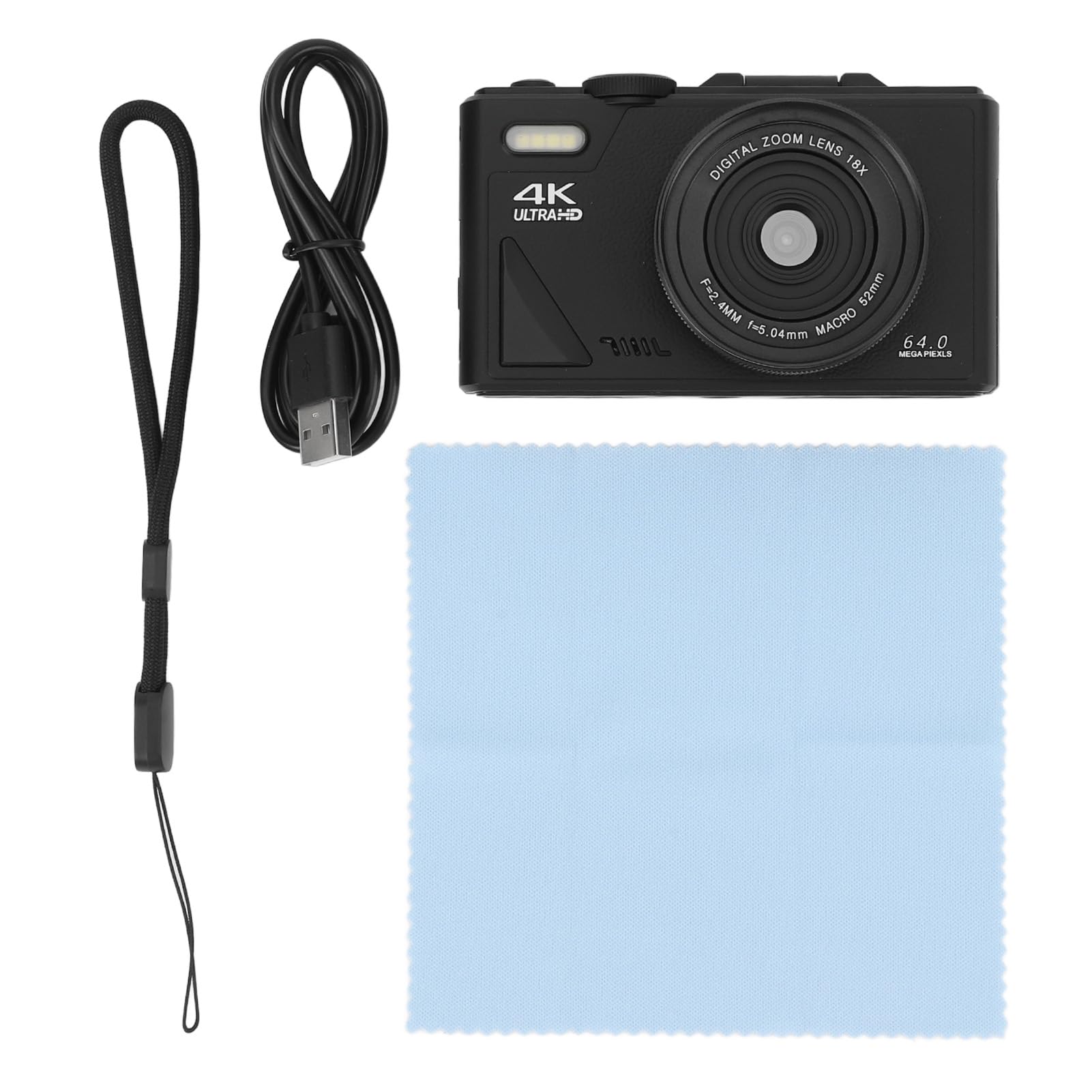 4K UHD Compact Digital Camera with 18x Zoom, 3