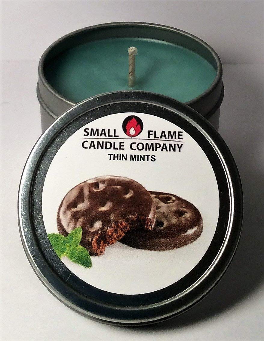 Hand-Crafted Natural Soy Candle with Thin Mints Scent by Small Flame Candle Company | Eco-Friendly, Long-Lasting Aromatherapy for Home Relaxation & Romantic Ambiance