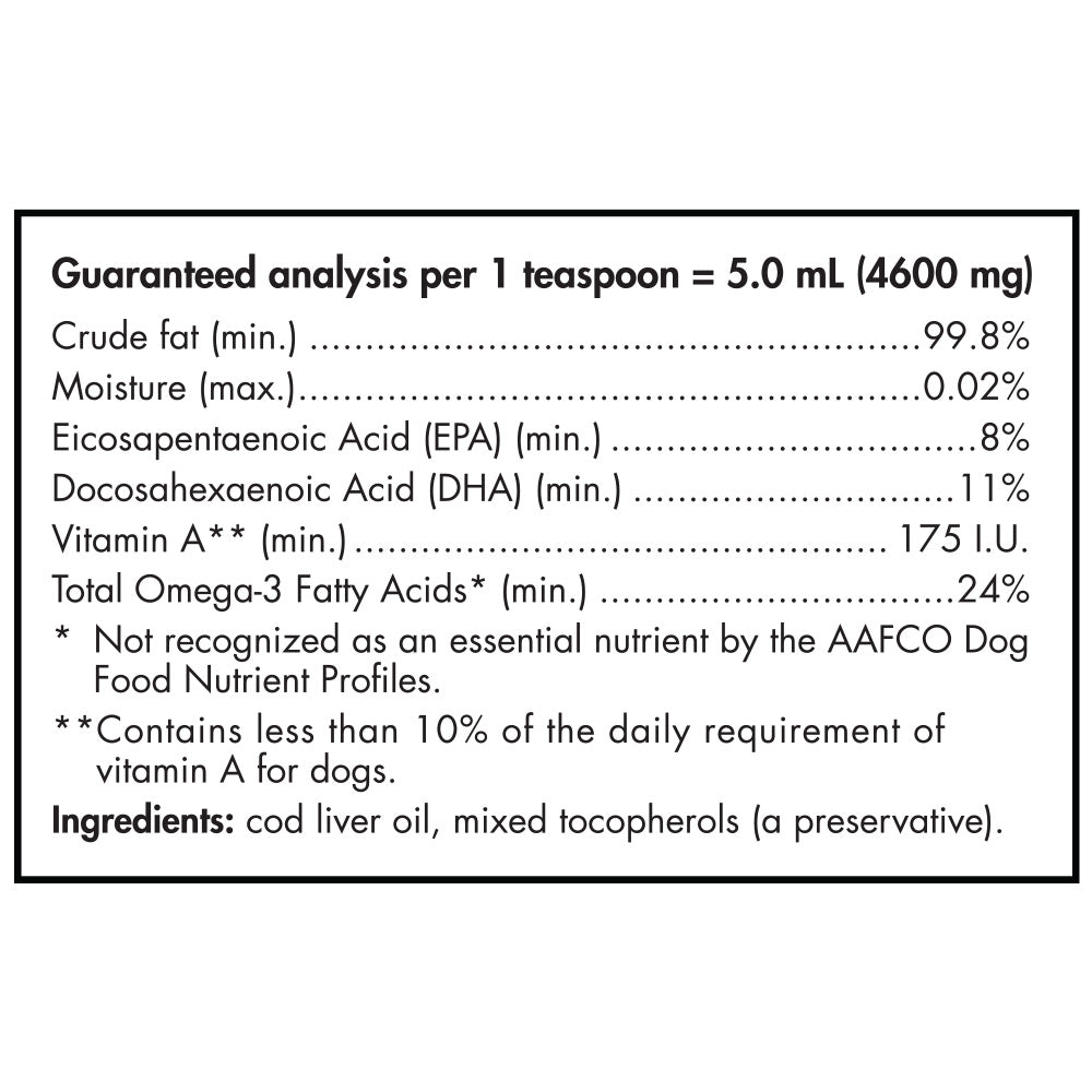 Premium Omega-3 Rich Cod Liver Oil for Dogs & Cats - Supports Joint Health, Shiny Coat & Immune System - Natural Fish Oil Supplement for Pets - Perfect for Daily Nutrition & Senior Pet Care
