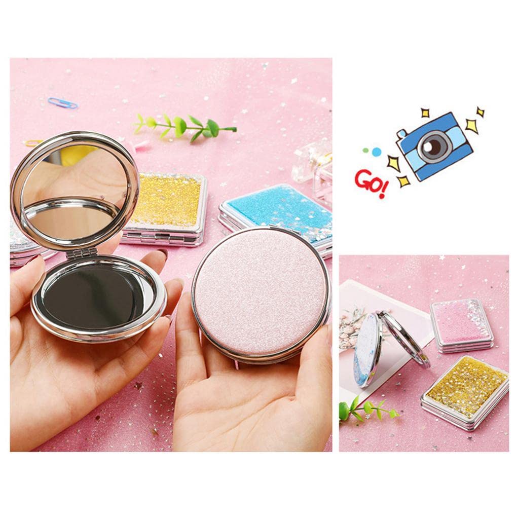 VMS INDIA Girls Handheld Compact Makeup Mirror with Magnifying Glass - Folding Vanity Round Mirror for Travel, Home & Professional Makeup Application