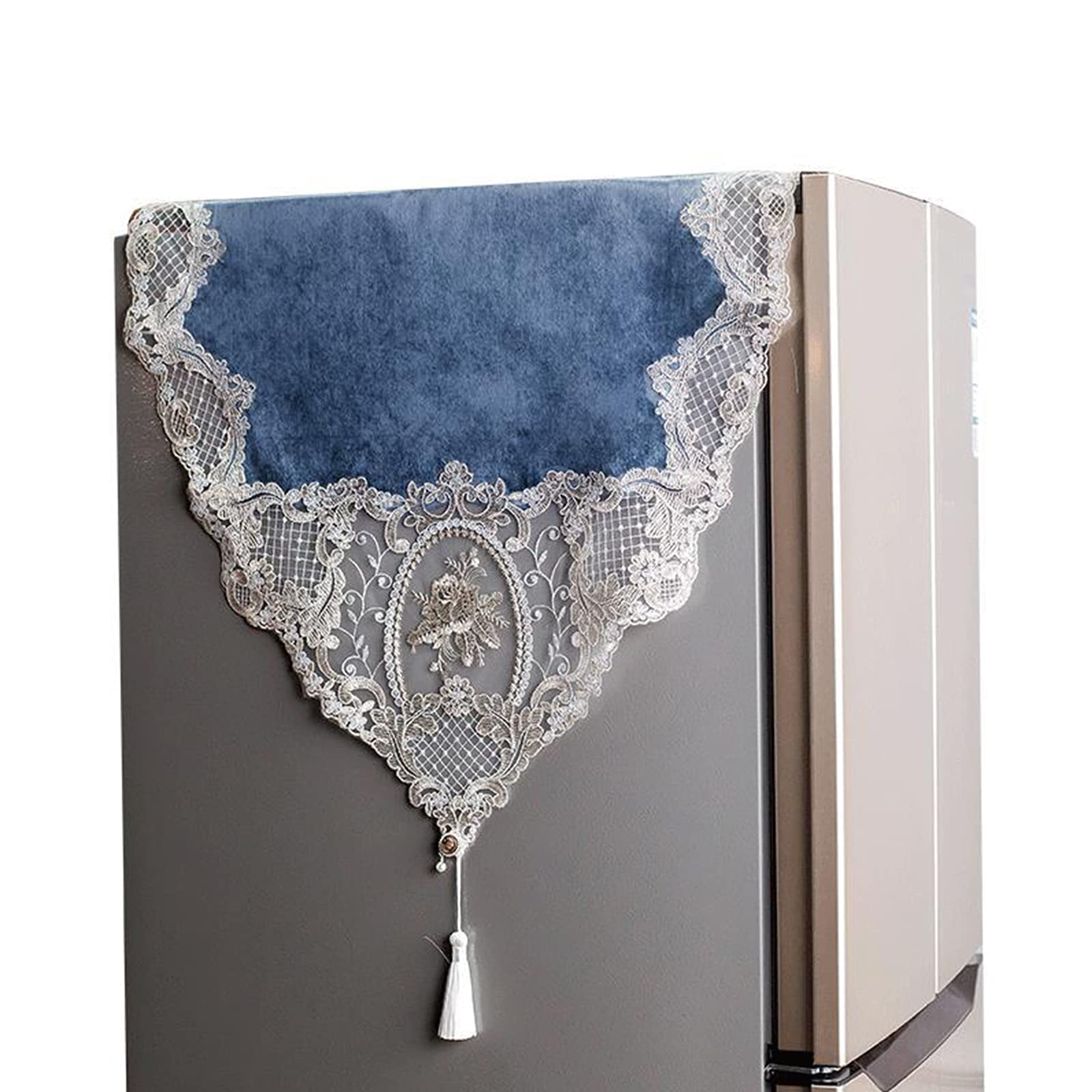 HIOD Dust Resistant Refrigerator Cover - Elegant Lace Top Cover for Side by Side Freezer, Rustic Luxury Design - Perfect for Kitchen Decor & Appliance Protection