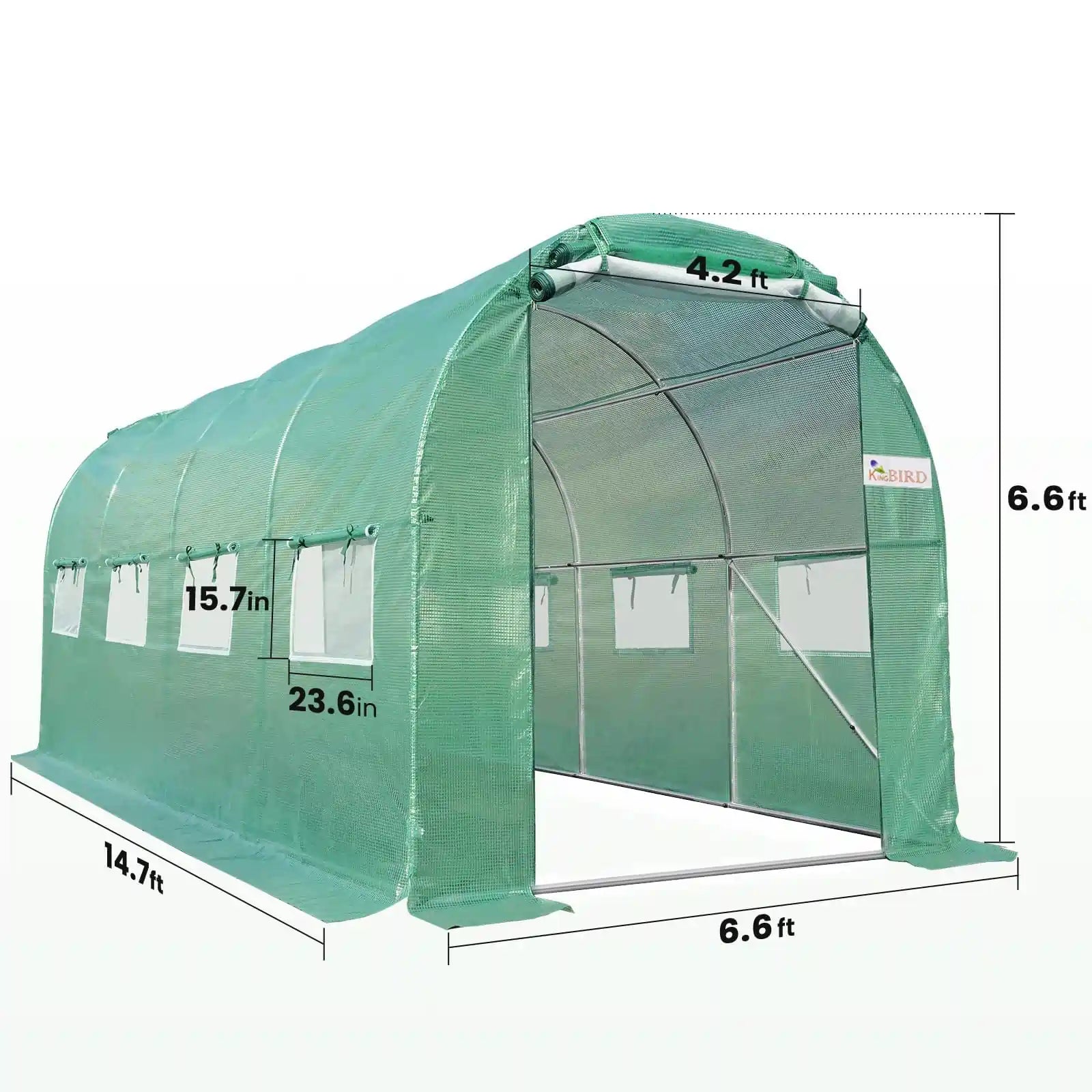 15' x 6.6' x 6.6' Walk-in Greenhouse Kit with Sturdy Frame & UV Protection - Perfect for Backyard Gardening, Plant Growing & Seed Starting