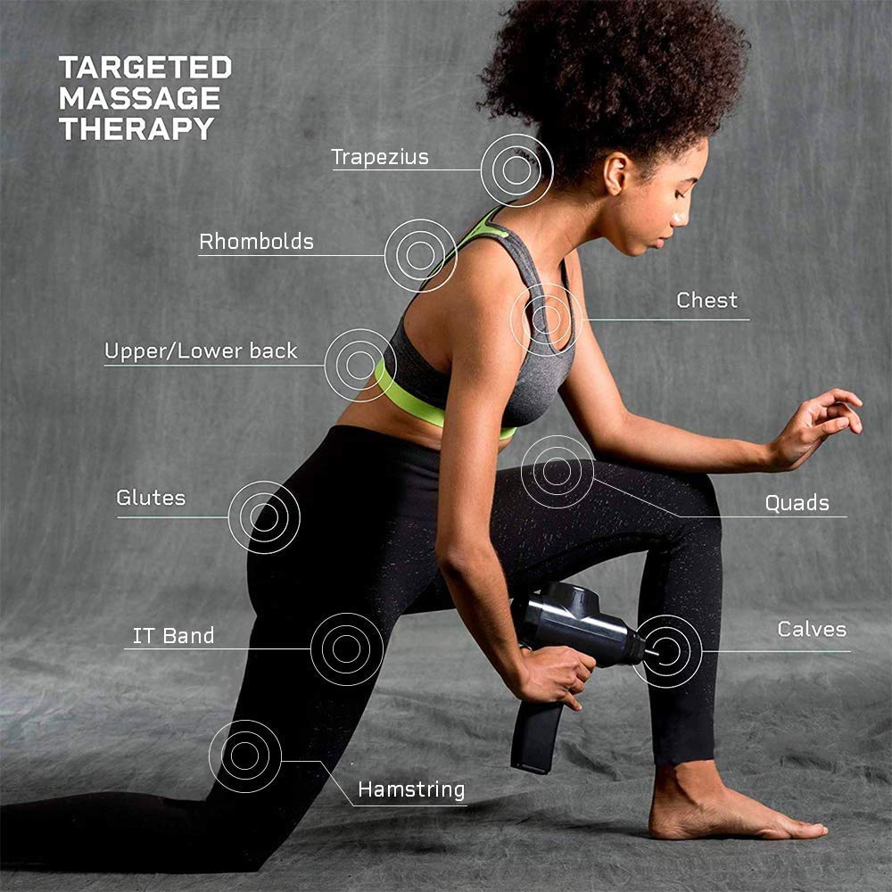 LifePro Fitness Sonic Handheld Percussion Massage Gun - Deep Tissue Massager for Muscle Recovery, Pain Relief & Stiffness (Blue) + Signature Series 6.5’ Stretching Resistance Band for Workout, Yoga & Physical Therapy - Perfect for Athletes, Gym Enthusiasts & Home Use