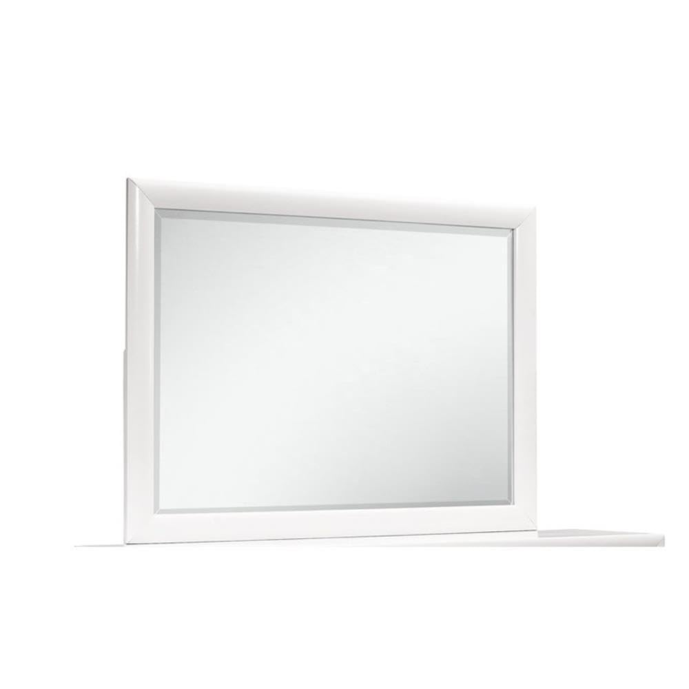 Global Furniture USA White MR Jordyn Textured Mirror - Elegant Wall Decor for Living Room, Bedroom & Entryway