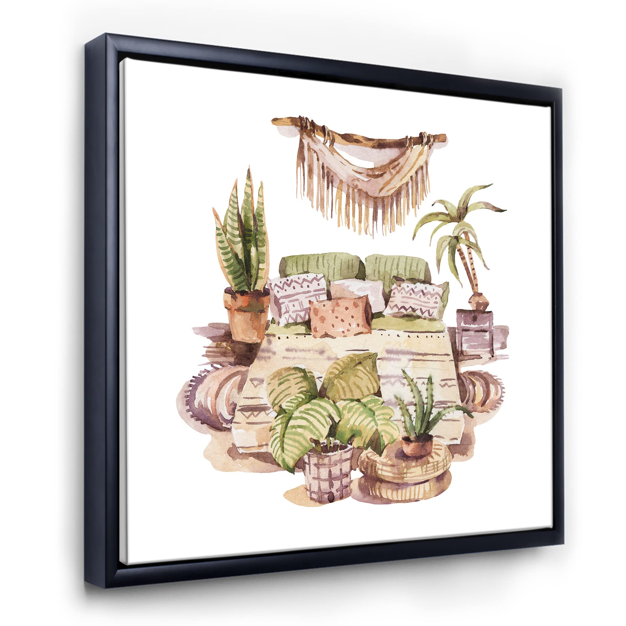 Indoor House Plants Urban Jungle IV - Traditional Framed Canvas Wall Art Print for Home & Office Decor | Perfect for Living Room, Bedroom & Workspace