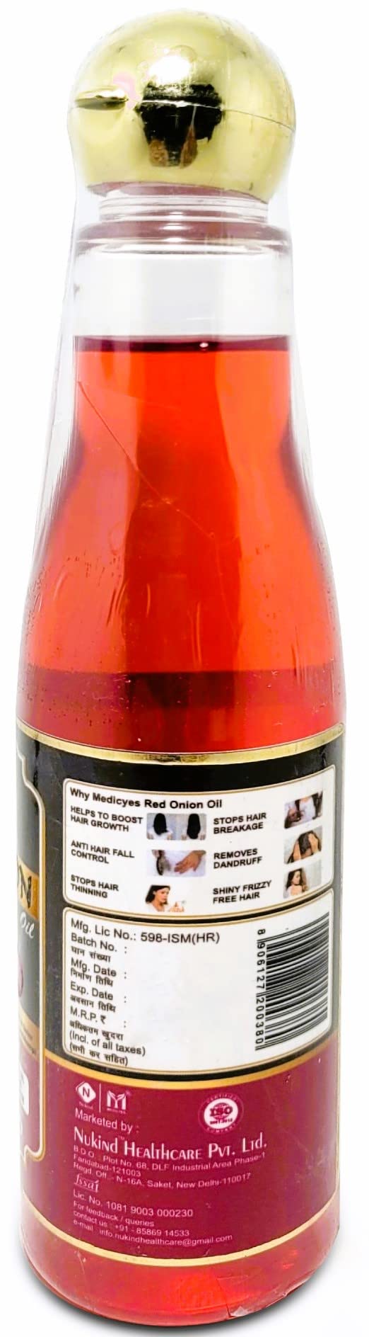 Medicyes Red Onion Hair Oil with Sandalwood & Rose Oil - 200ml Vitamin E Enriched for Hair Growth & Scalp Care | Perfect for Damaged Hair Treatment & Daily Nourishment