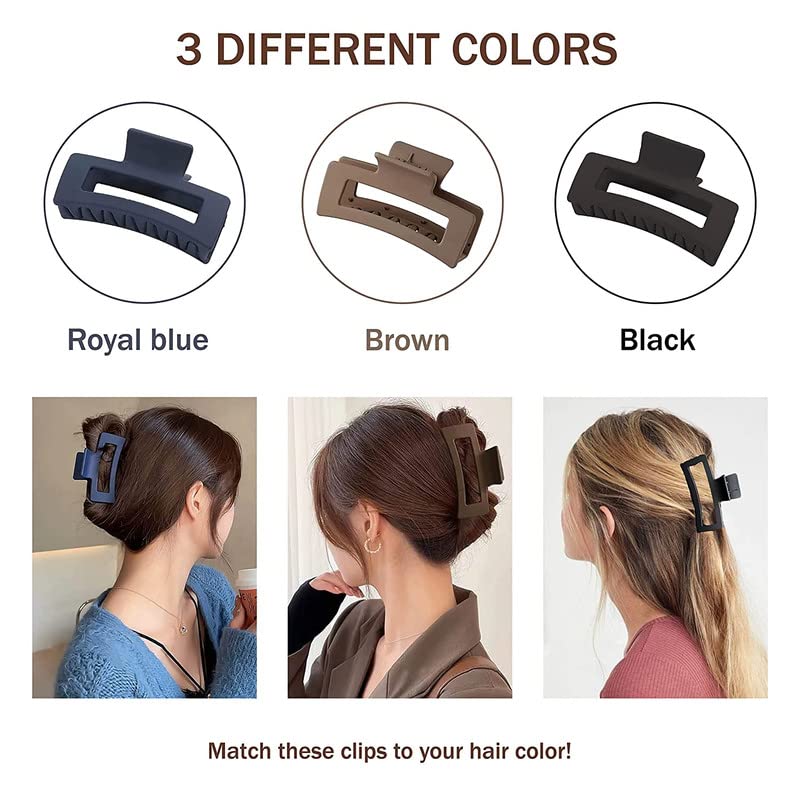 Staila 3-Piece French Hair Claw Clips for Thick Hair - Sturdy & Secure Hair Accessories for Women & Girls - Perfect for Updos, Ponytails & Everyday Hairstyles