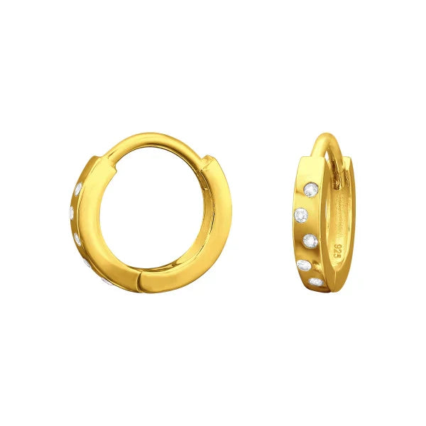 14K Gold Huggie Hoop Earrings with Cubic Zirconia - Perfect for Everyday Wear, Gifts & Special Occasions