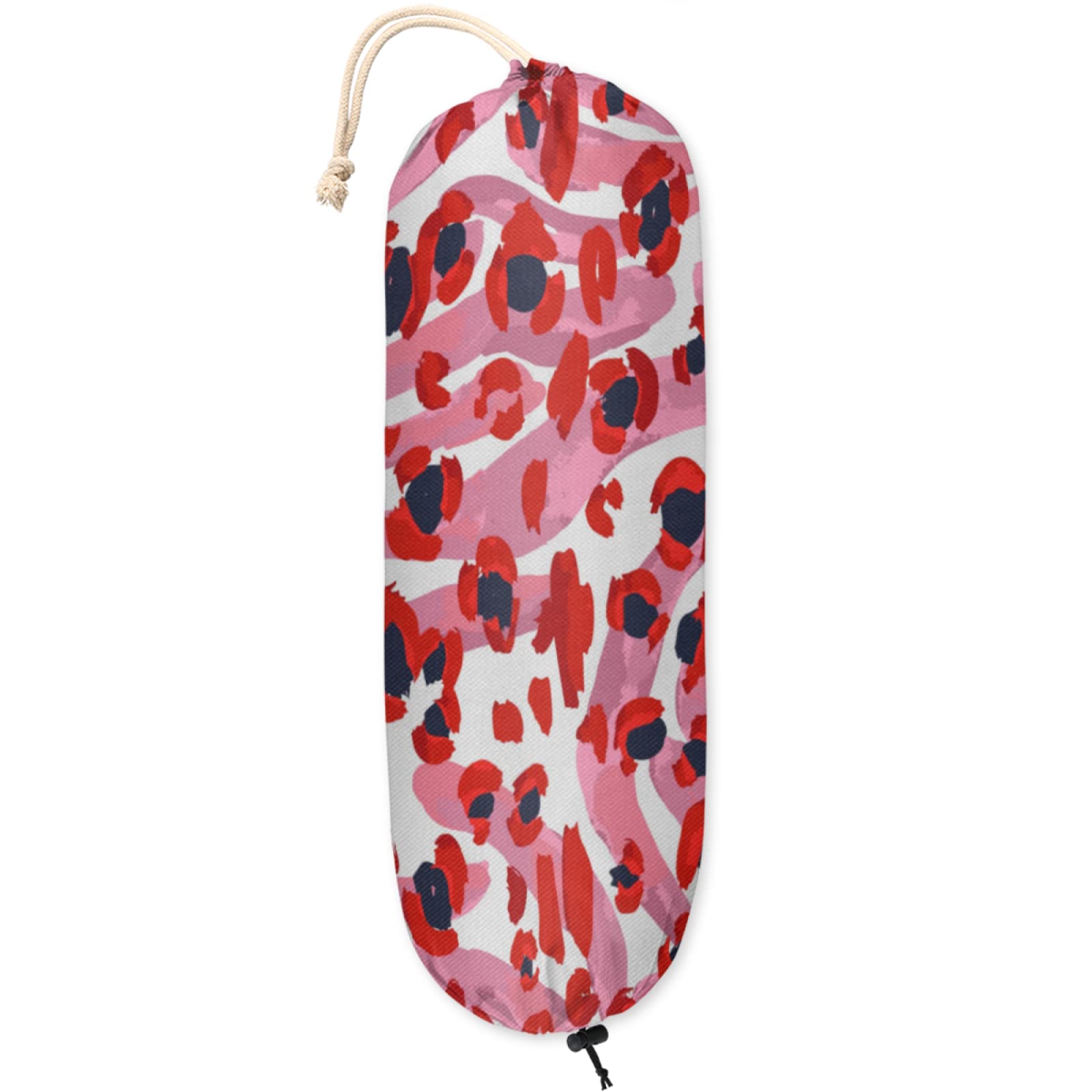 Red Plastic Bag Holder with Hanging Loop - Wall Mount Storage for Grocery & Garbage Bags - Kitchen, Bedroom Organizer