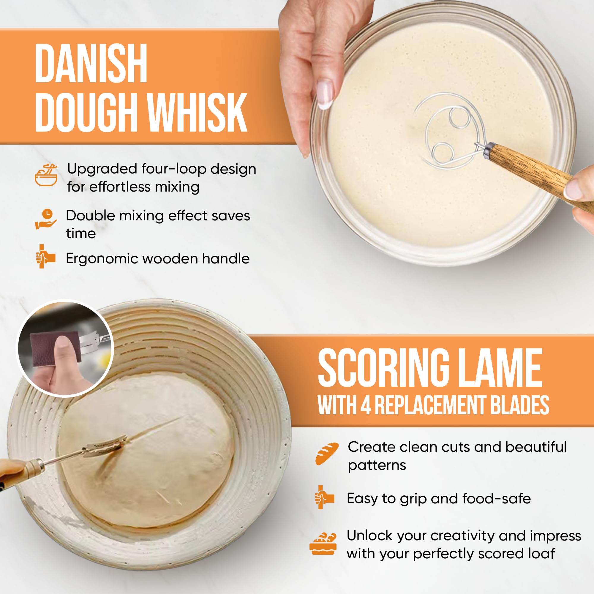 Organic Sourdough Starter Kit with Banneton Basket & Tools - 9