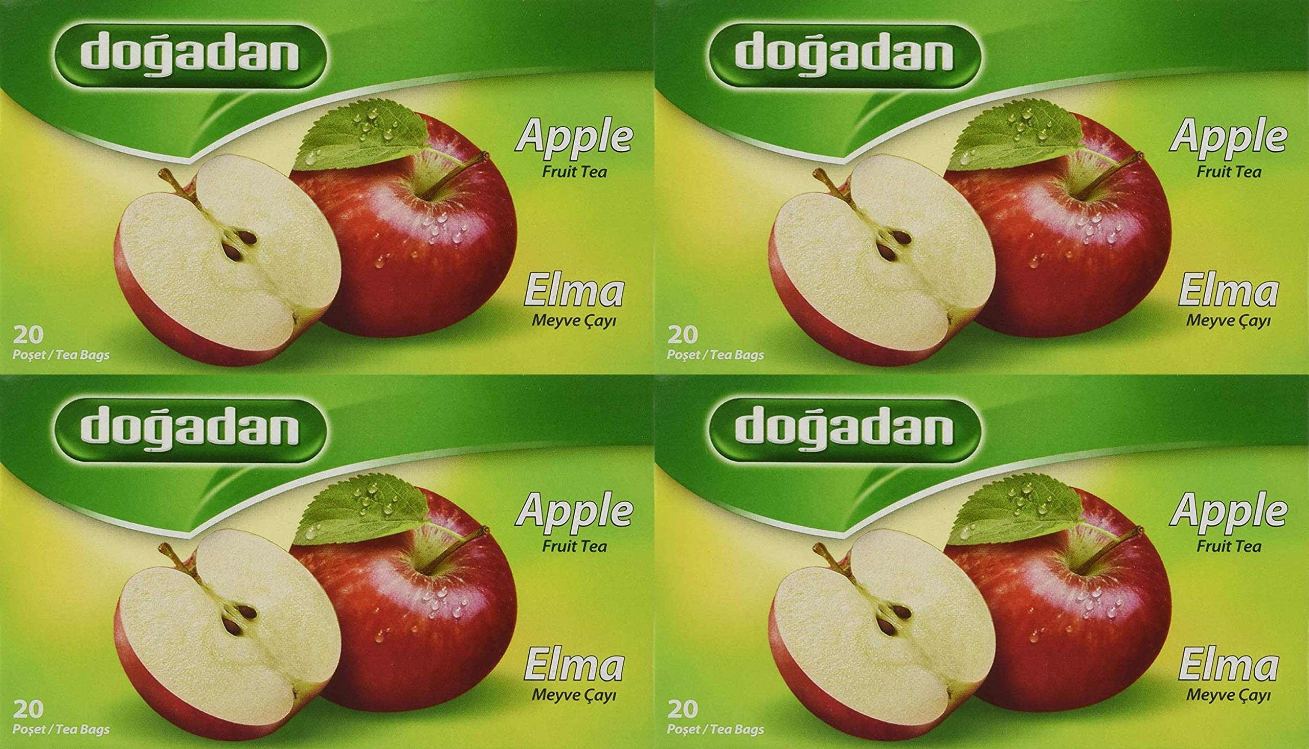 Organic Apple Fruit Tea Bags - 20 Count (Pack of 4) | Caffeine-Free Herbal Tea for Relaxation & Wellness | Perfect for Afternoon Tea, Gift Giving & Cozy Evenings
