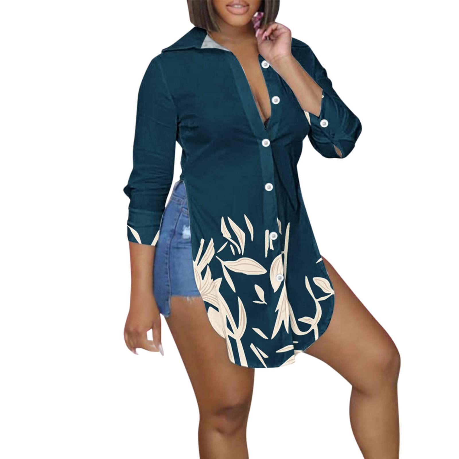 Women's Short Sleeve Button Down V-Neck Ribbed Shirt - Solid Color Casual T-Shirt Top for Summer | Perfect for Work, Weekend Outings & Beach Vacations