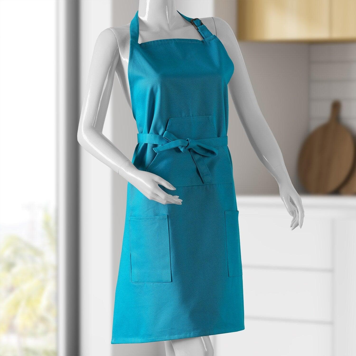Stylish Capri Teal Solid Cotton Apron for Cooking, Baking & Grilling - Perfect Kitchen & BBQ Accessory