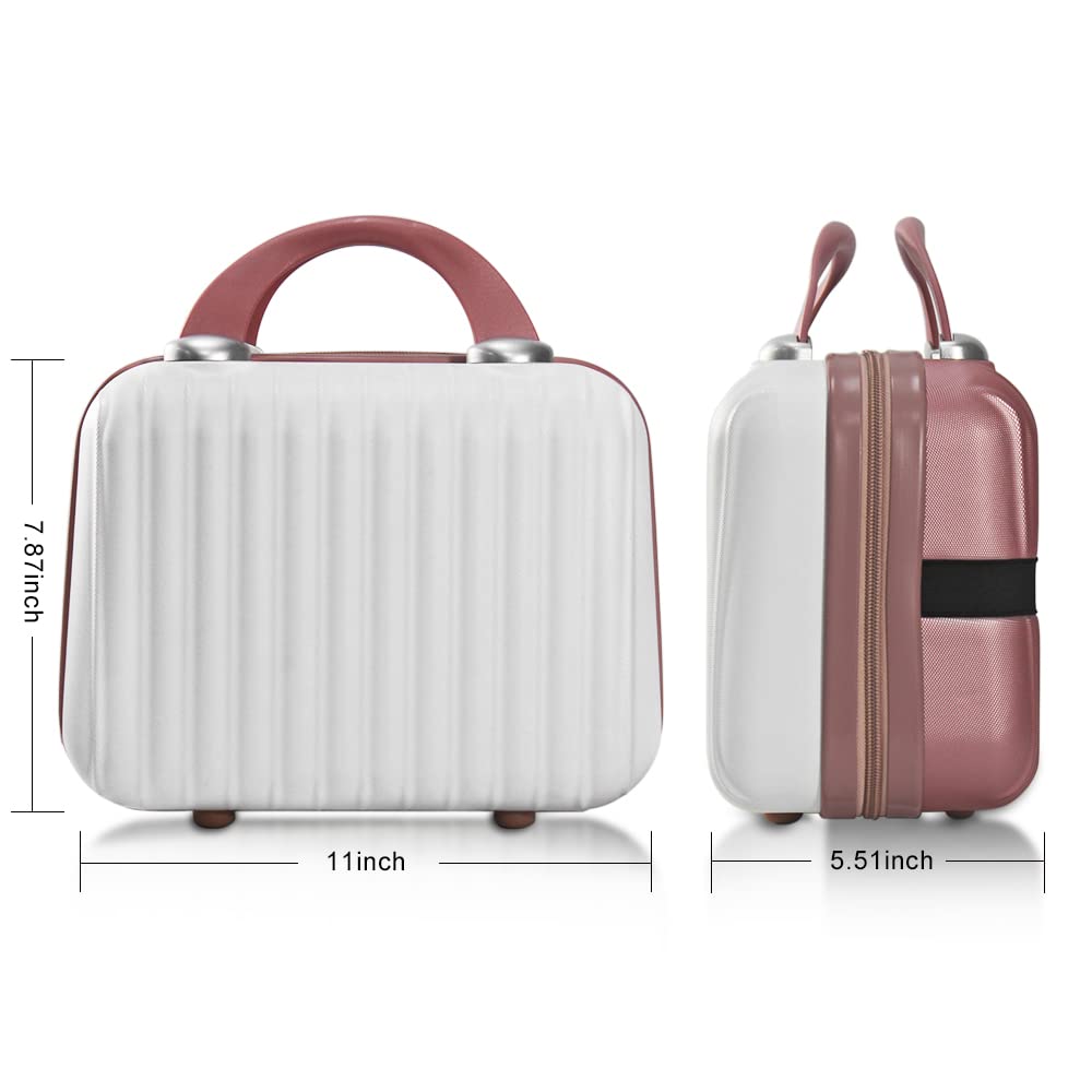 11 Inch Hard Shell Makeup Travel Case - Portable Cosmetic Train Case Bag with Elastic Straps & Mirror, Mini Suitcase Organizer for Women | Perfect for Air Travel, Bridal Makeup, Salon Professionals & Toiletry Gifts