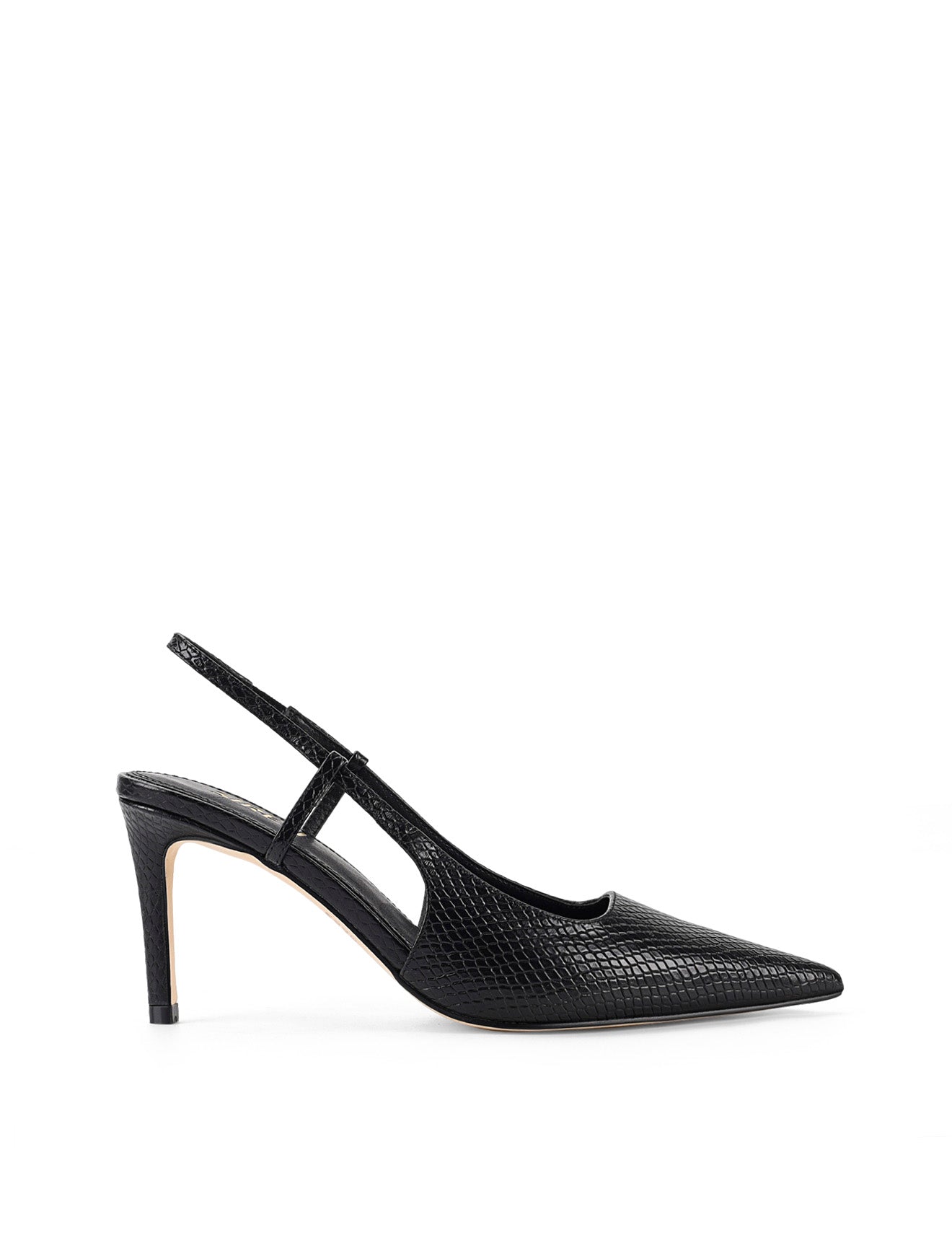 Zuko Women's Slingback Heels - Black Snake Leather Pointed Toe Pumps for Work, Party & Special Occasions