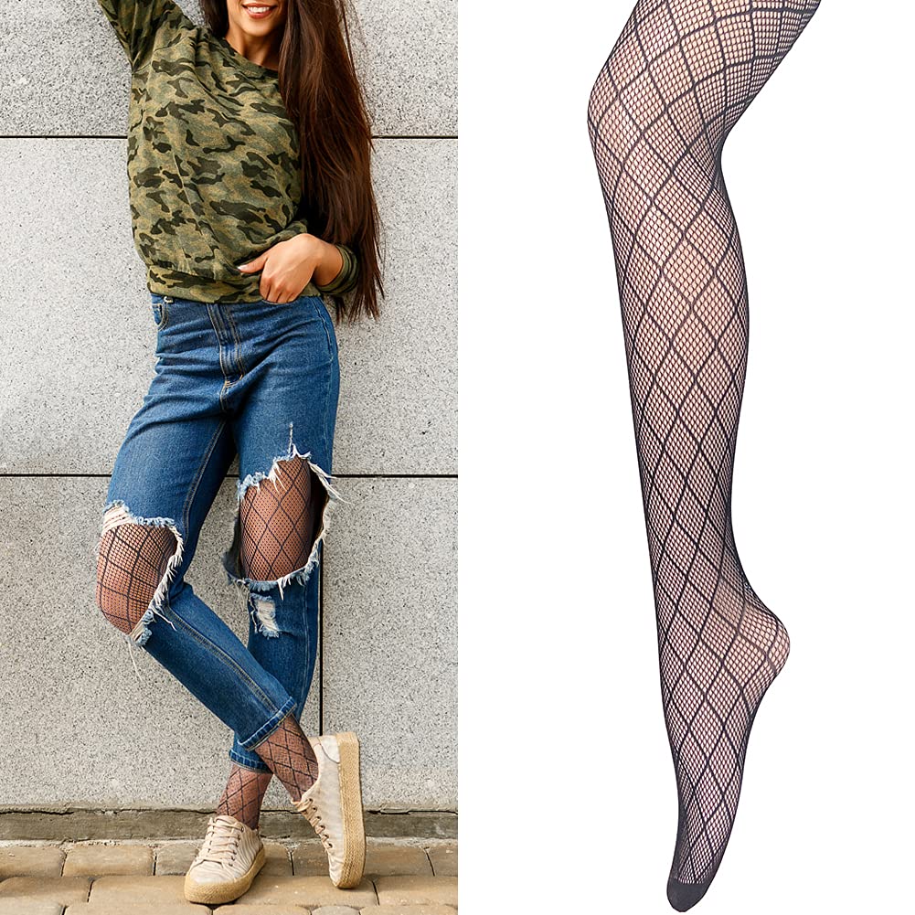 Women's Black Patterned Fishnet Tights - Sexy Stockings & Pantyhose for Party, Cosplay & Night Out Outfits
