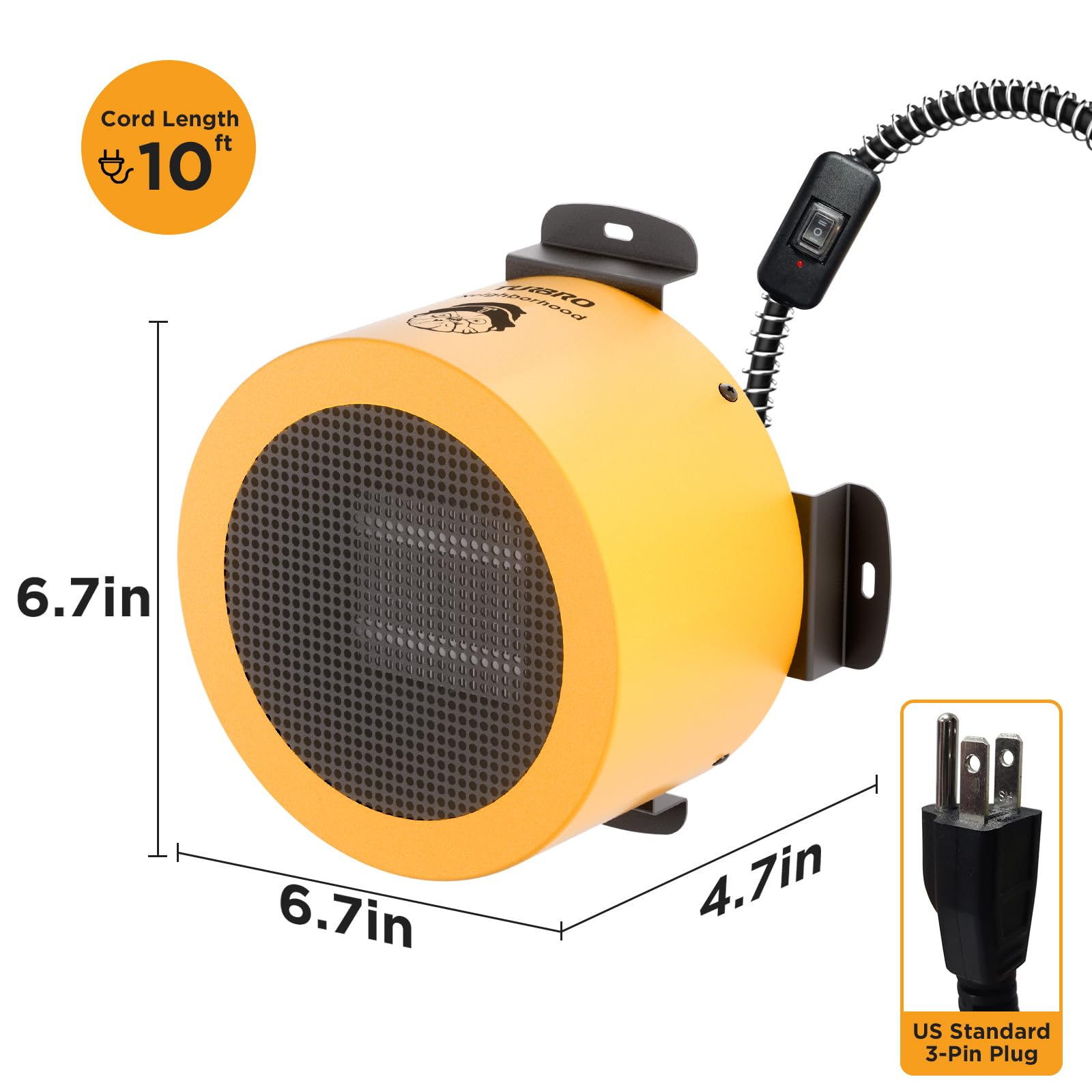 TURBRO 400W Wall Mount Dog House Heater with 10ft Anti-Bite Cord, Waterproof Control & Overheat Protection - Electric Pet Warmer for Kennels, Cat Cages, Chicken Coops & Rabbit Hutches (UL Certified) - Perfect for Outdoor Winter Pet Shelter Heating