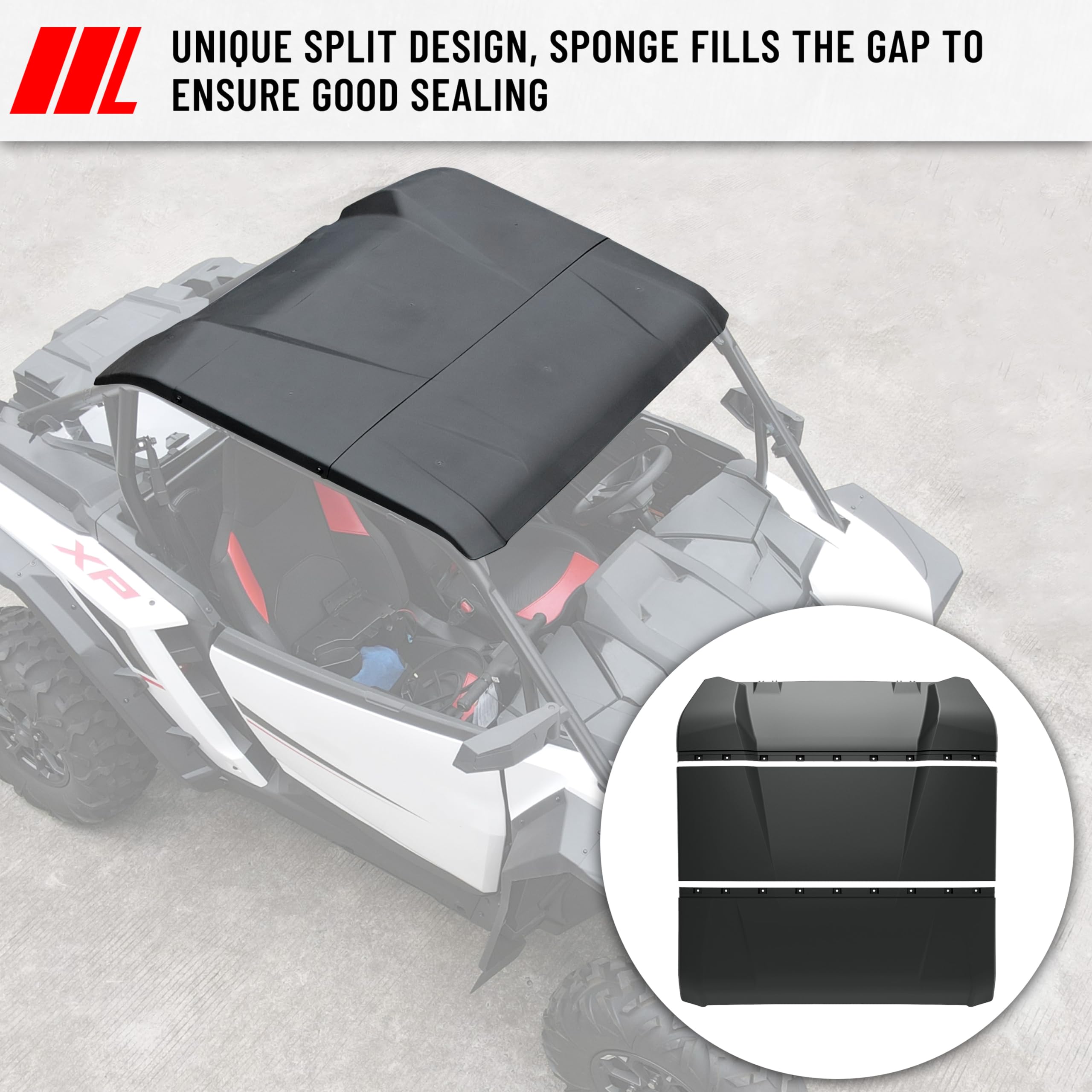 2024-2025 Polaris RZR XP 1000 Hard Plastic Roof Top - 3-Piece Dustproof Poly Roof with Sun Visor | Off-Road Accessories for UTV & Side-by-Side | Perfect for Desert, Trail & Mud Riding (Part# 2884553)