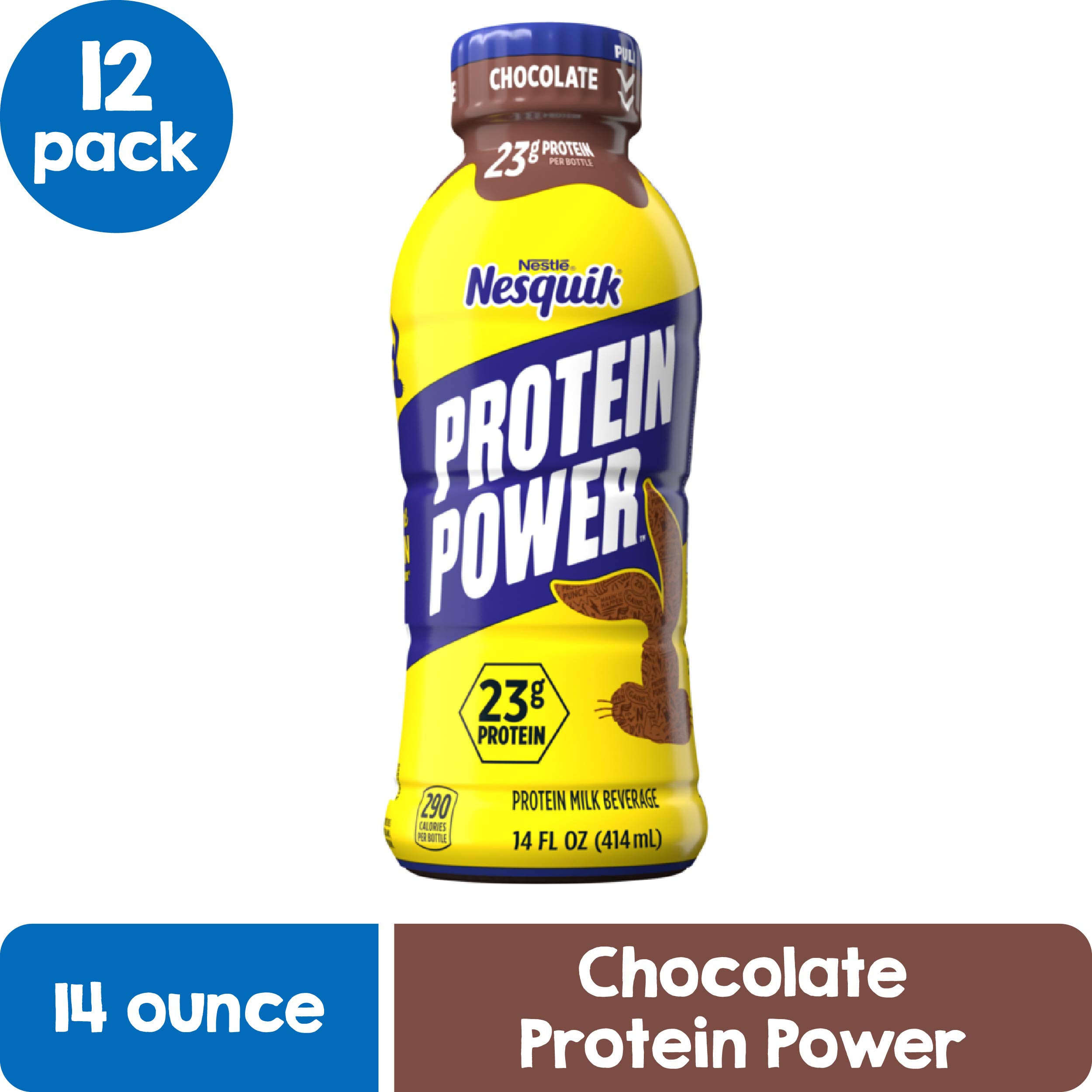 Nesquik Protein Power Chocolate Milk Powder - 168 Fl Oz (1.4 lbs) for Post-Workout Recovery & Kids Breakfast - Rich in Protein & Vitamins