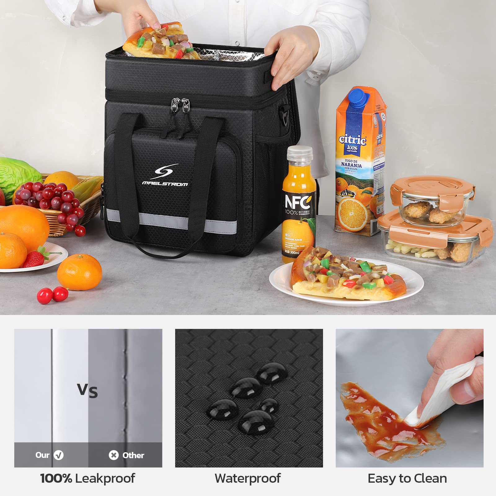 Insulated Leakproof Lunch Cooler Bag for Men & Women - Maelstrom Lunch Tote Box for Work, School, Picnics & Outdoor Activities