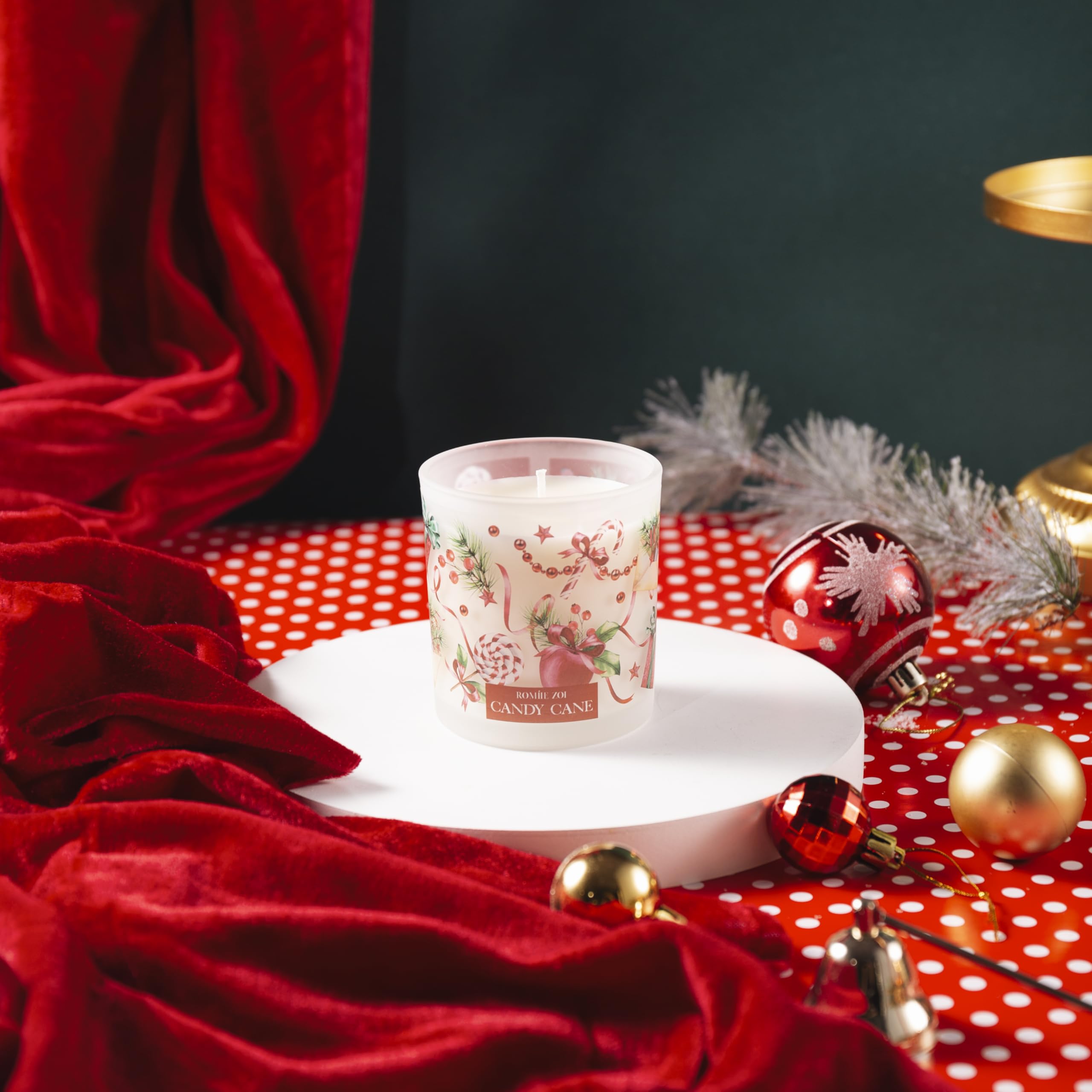 6oz Christmas Scented Soy Wax Jar Candle - Peppermint Candy Cane Aroma with Keepsake Gift Box | Holiday Home Decor, Cozy Winter Ambiance, Perfect Christmas Gift for Family & Friends